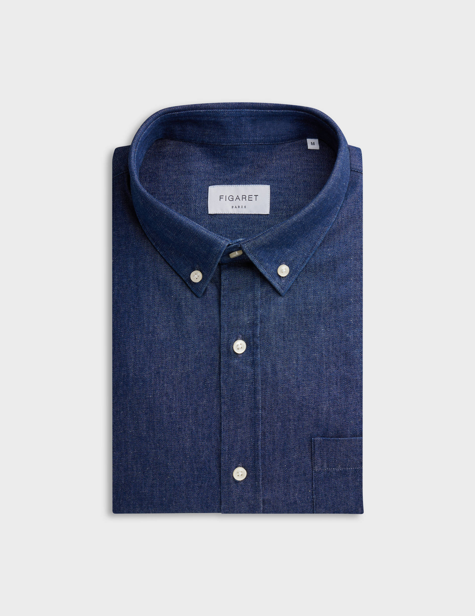 Chemise gabriel en denim bleu marine - Denim - Col Américain