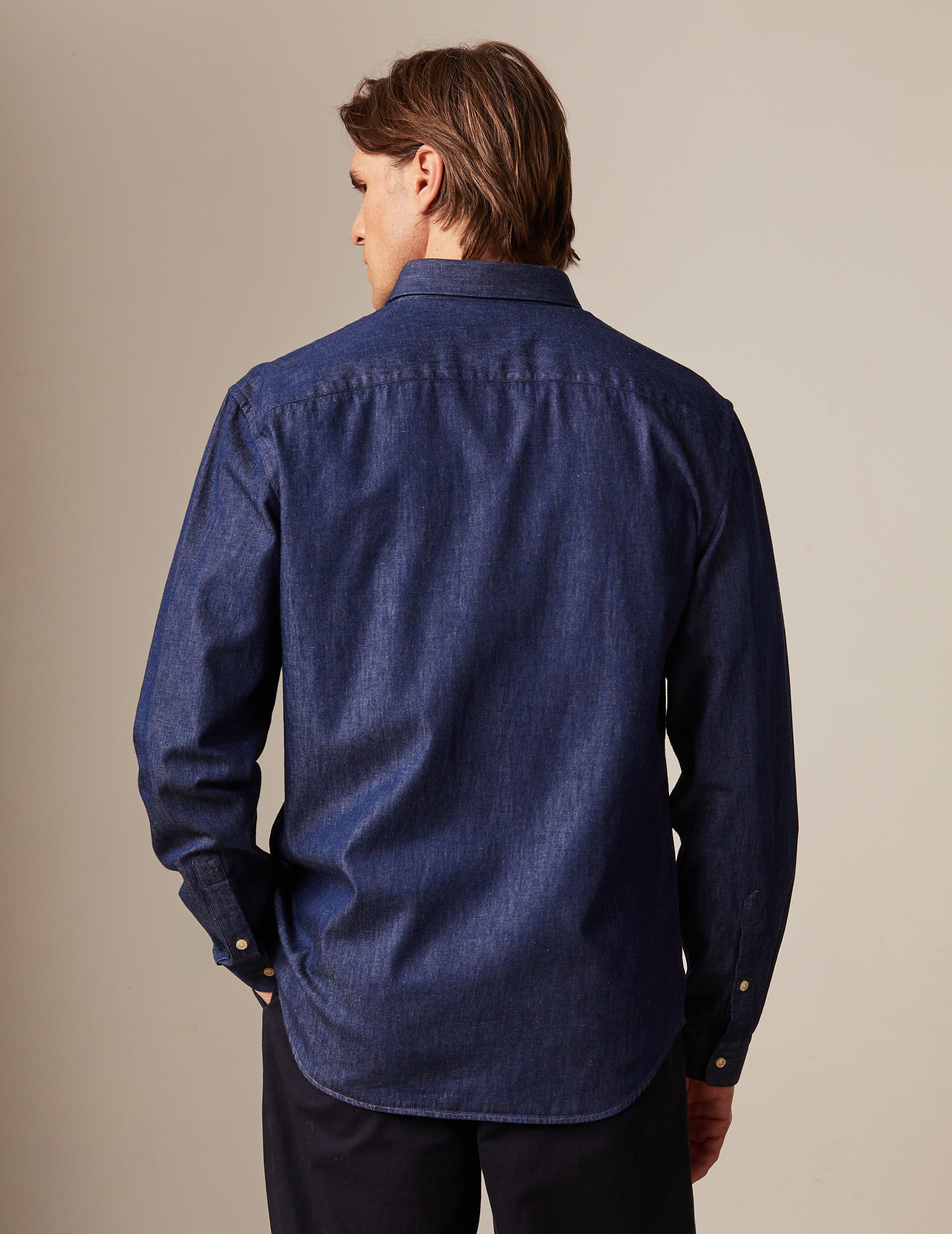 Chemise gabriel en denim bleu marine - Denim - Col Américain