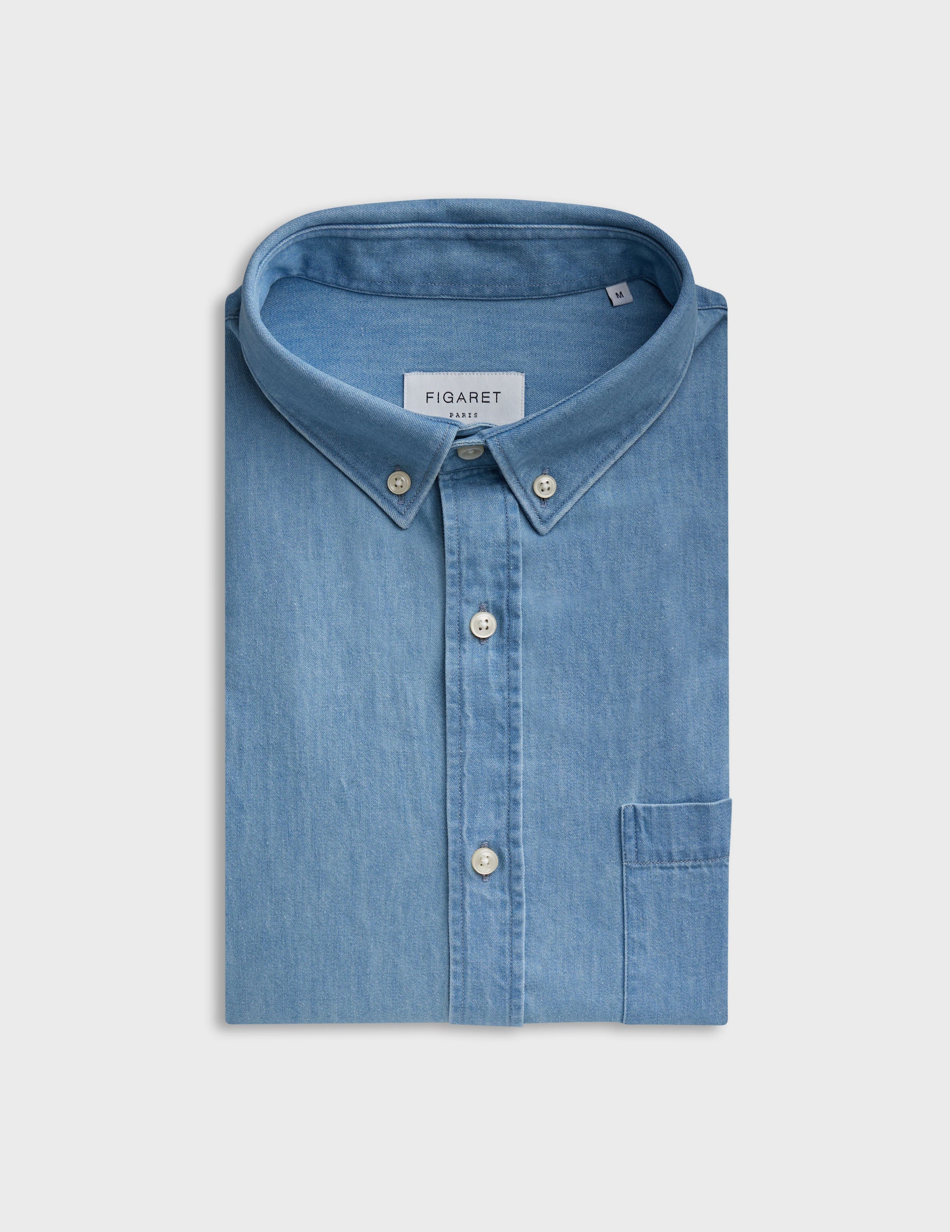 Chemise gabriel en denim bleu - Denim - Col Américain