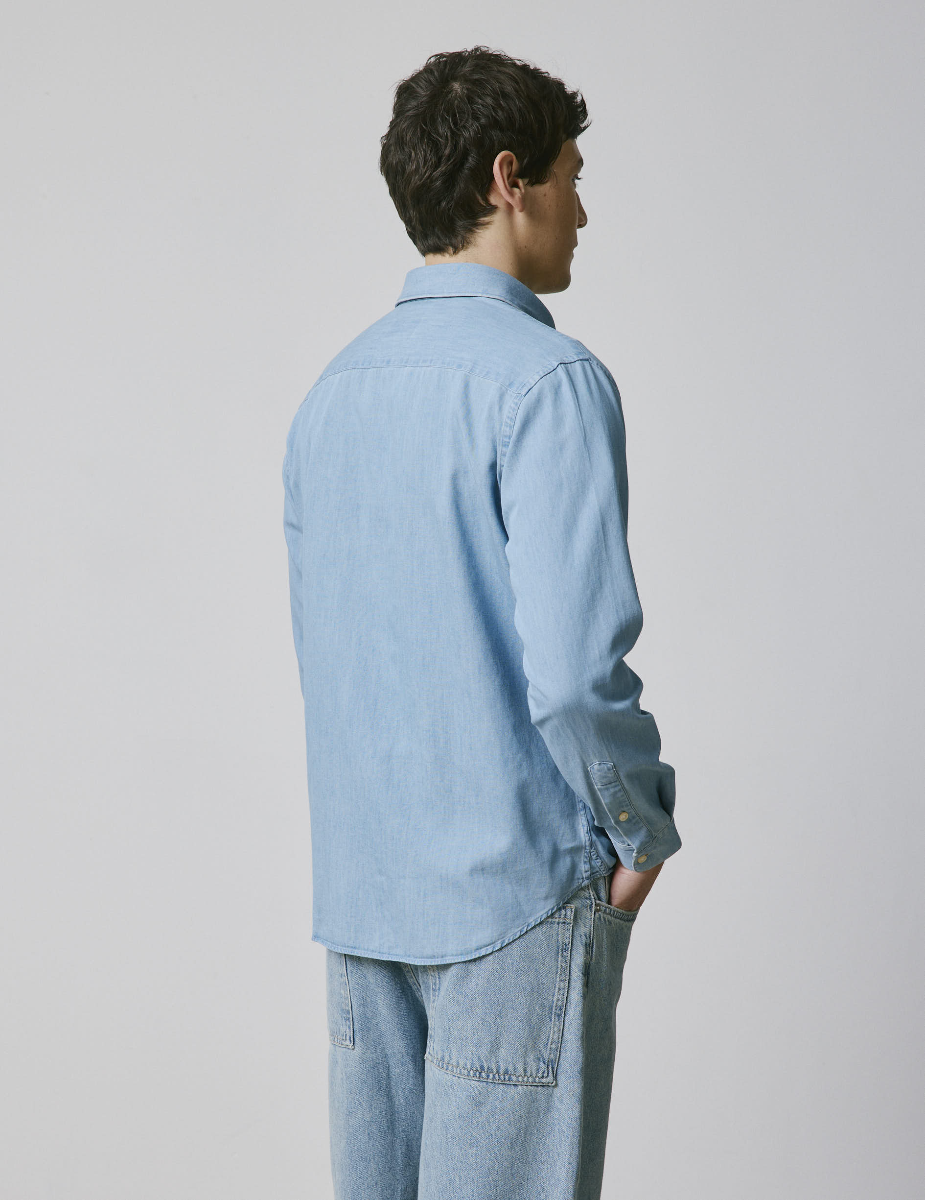 Chemise gabriel en denim bleu - Denim - Col Américain
