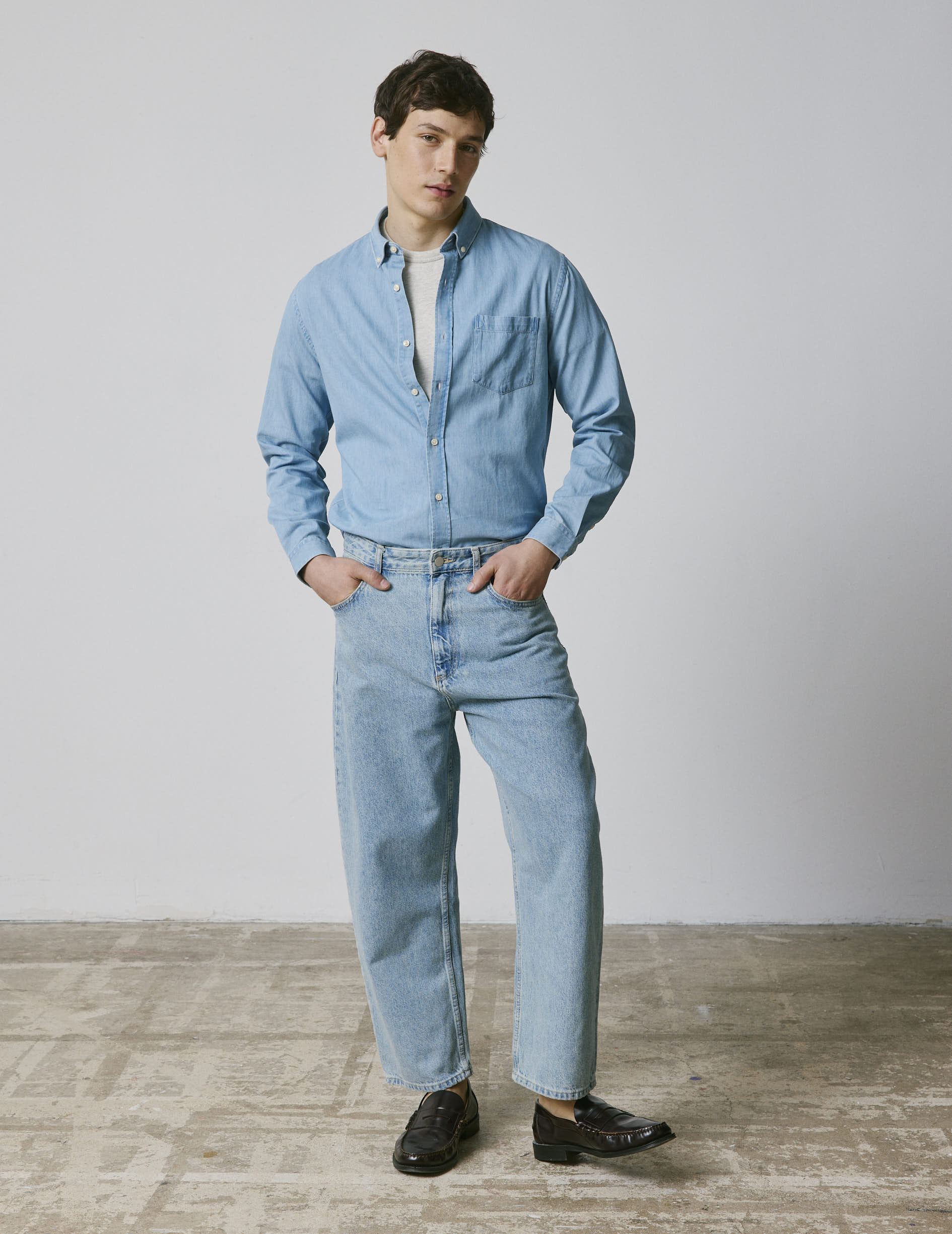 Chemise gabriel en denim bleu - Denim - Col Américain