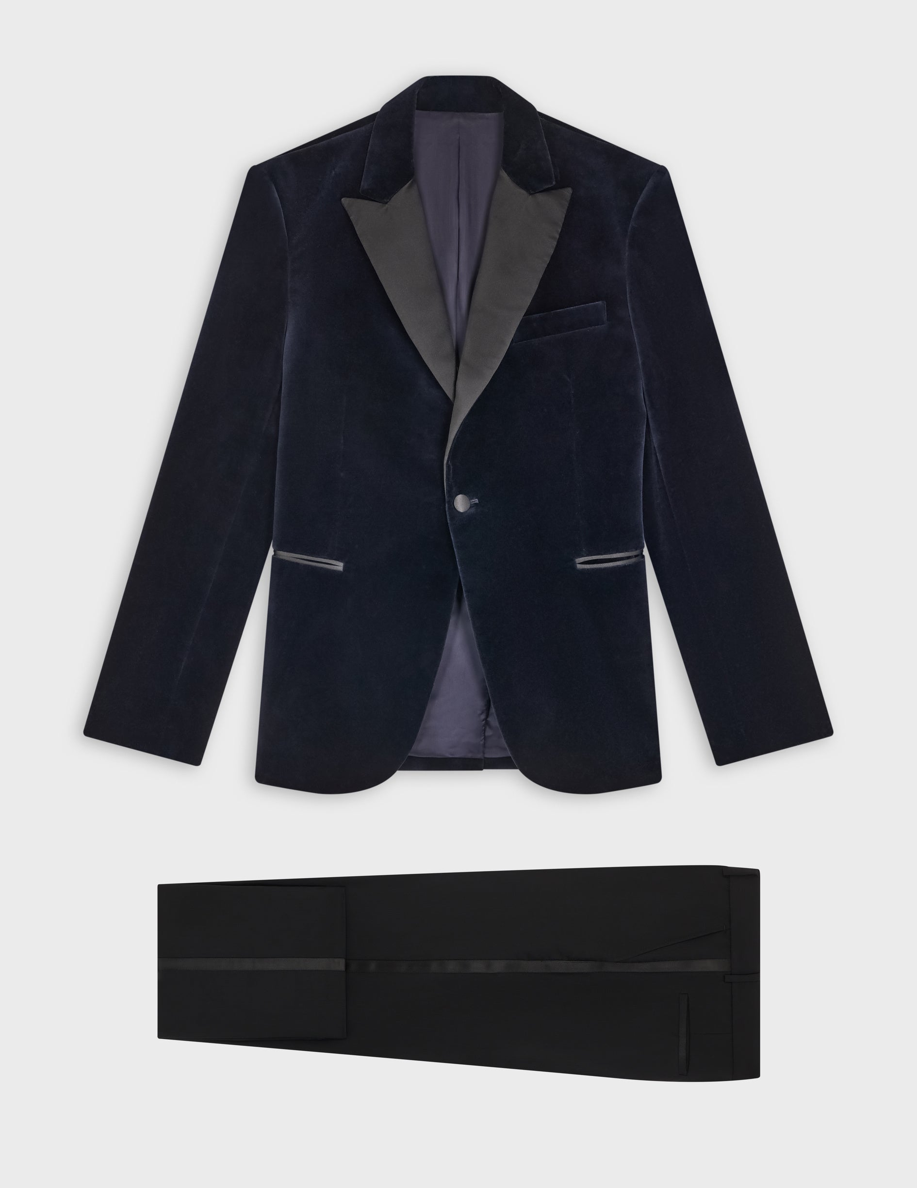 Navy velvet Gislain tuxedo jacket