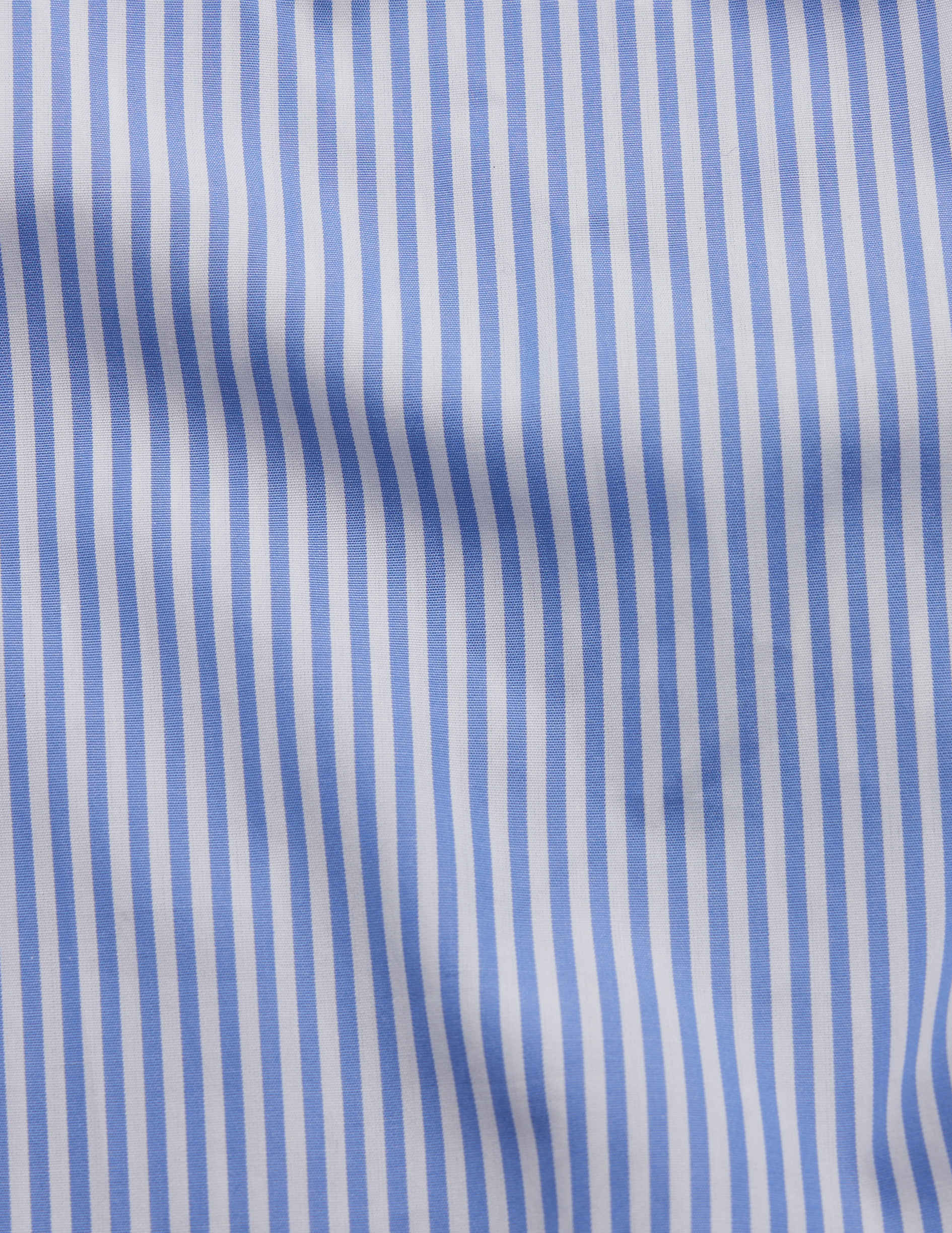 Blue striped "Je t'aime" shirt with navy embroidery - Poplin - Figaret Collar