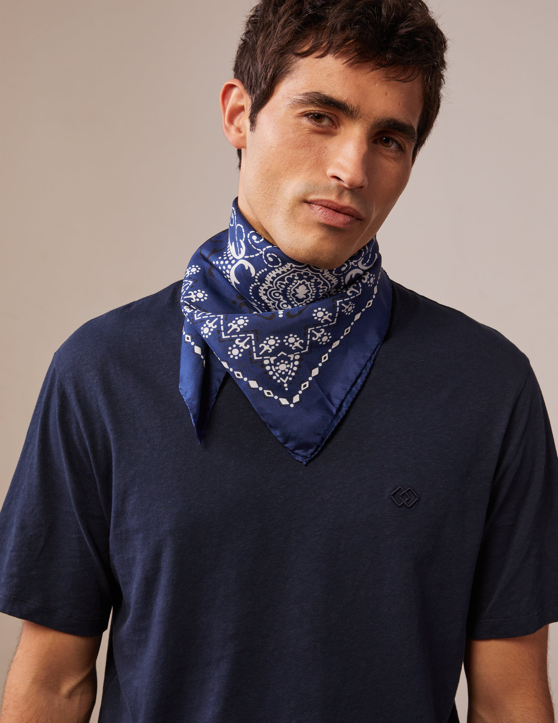 Navy silk twill bandana1