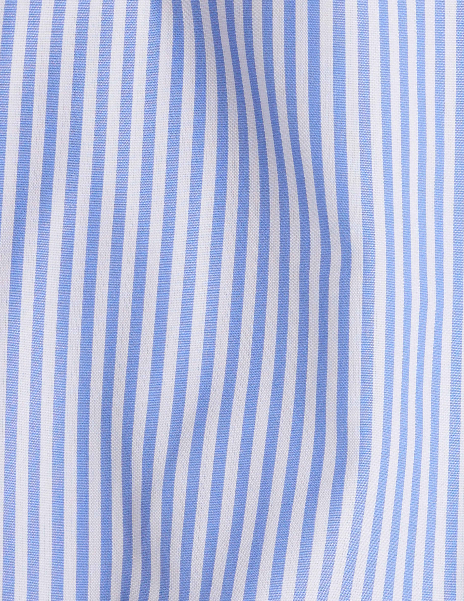 blue Striped hidden buttons placket Caroline shirt - Poplin - Italian Collar