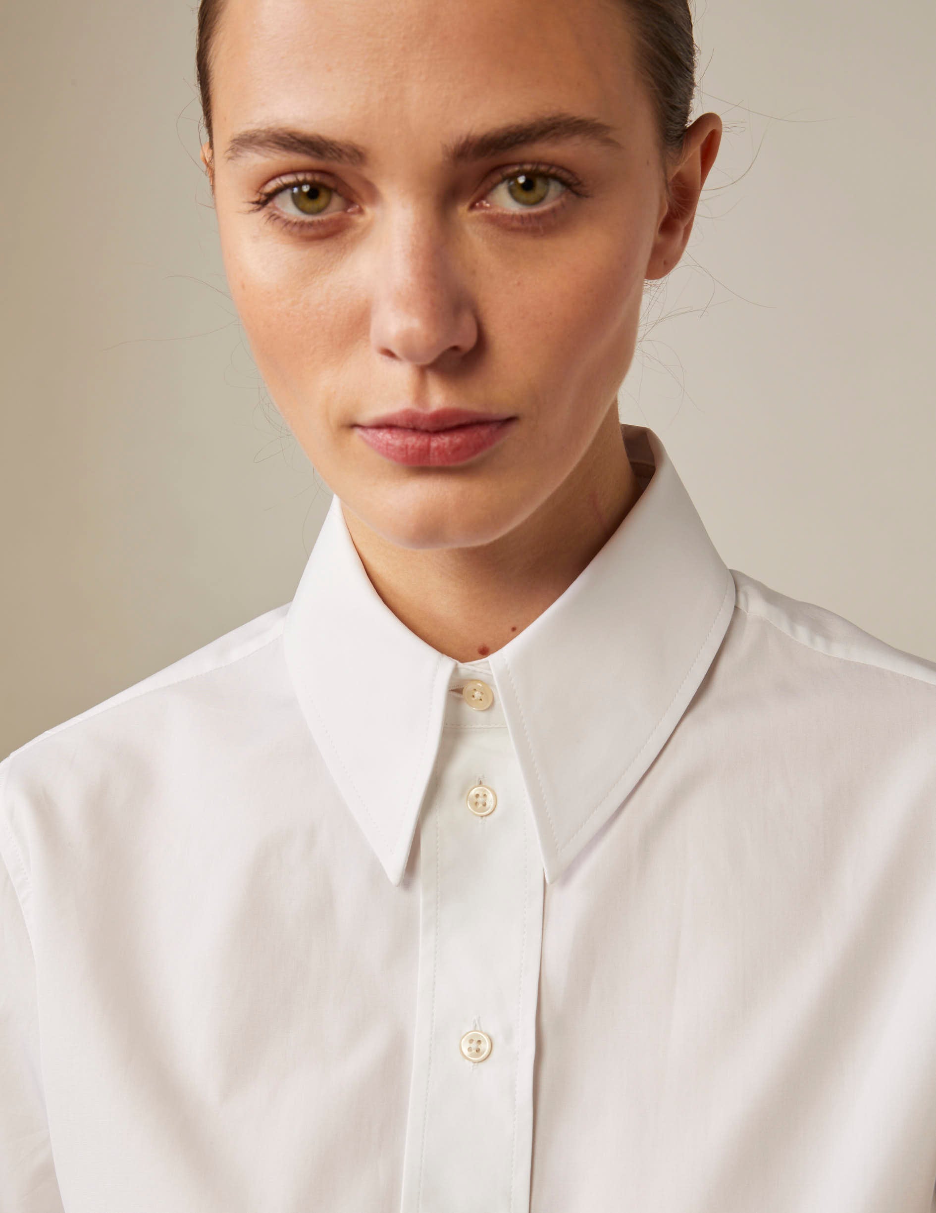 White Hannie shirt - Poplin - Long Collar