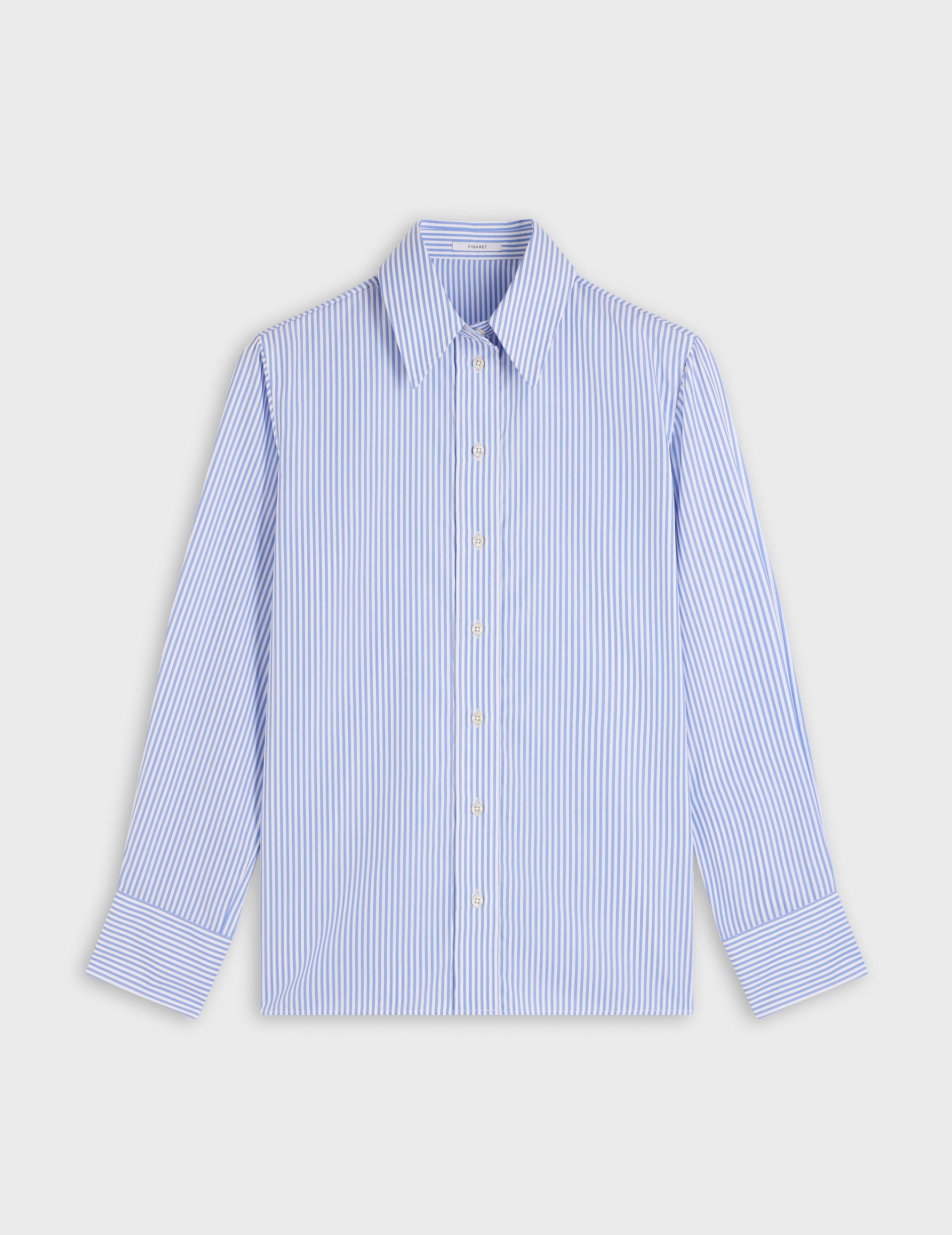 Striped blue Hannie shirt - Poplin - Long Collar