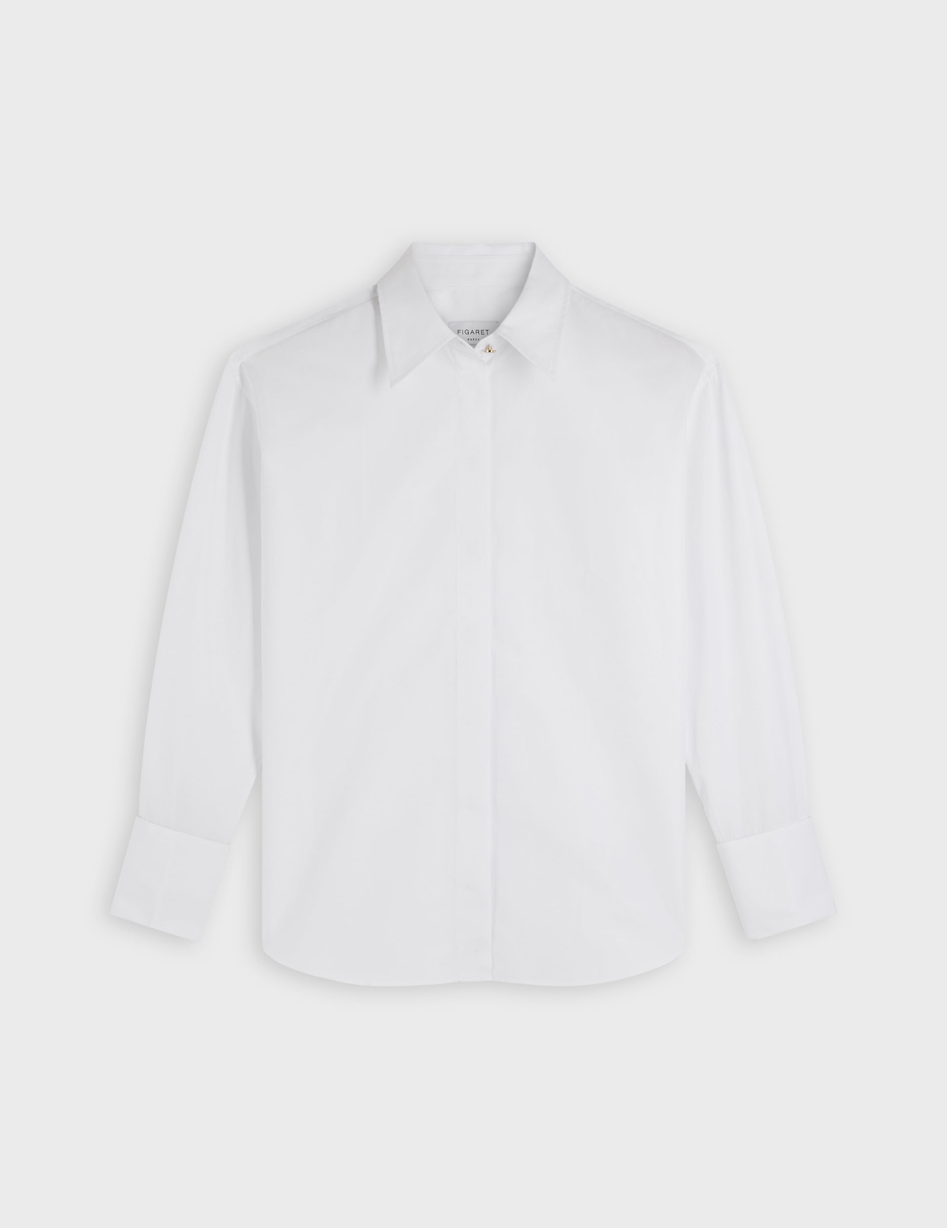 White Hillie hidden throat Shirt - Poplin - French Cuffs