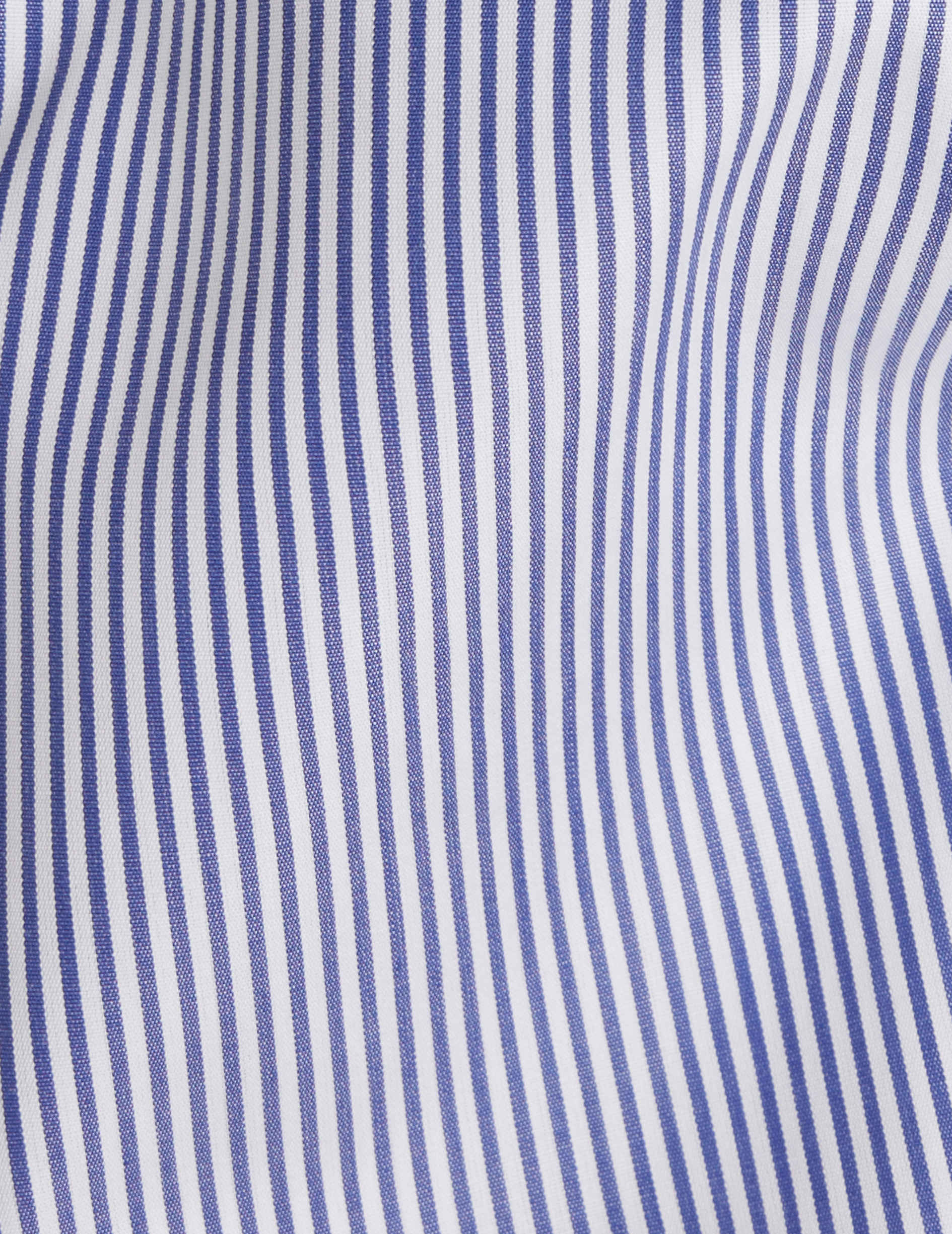 Striped blue Louison hidden throat shirt - Poplin - Victorian Collar