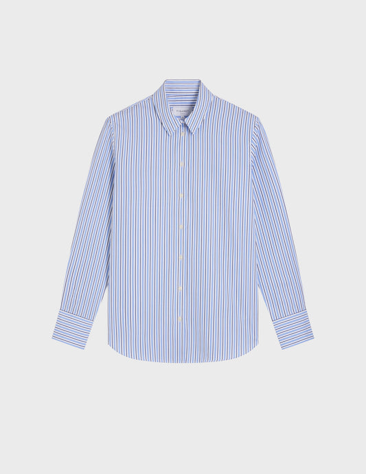 Striped navy Marion shirt - Poplin - Shirt Collar