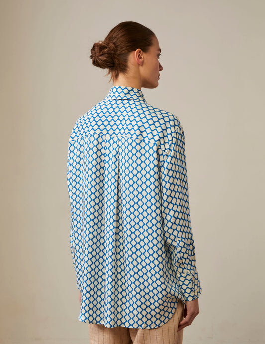 Oversized printed blue Mathilde shirt