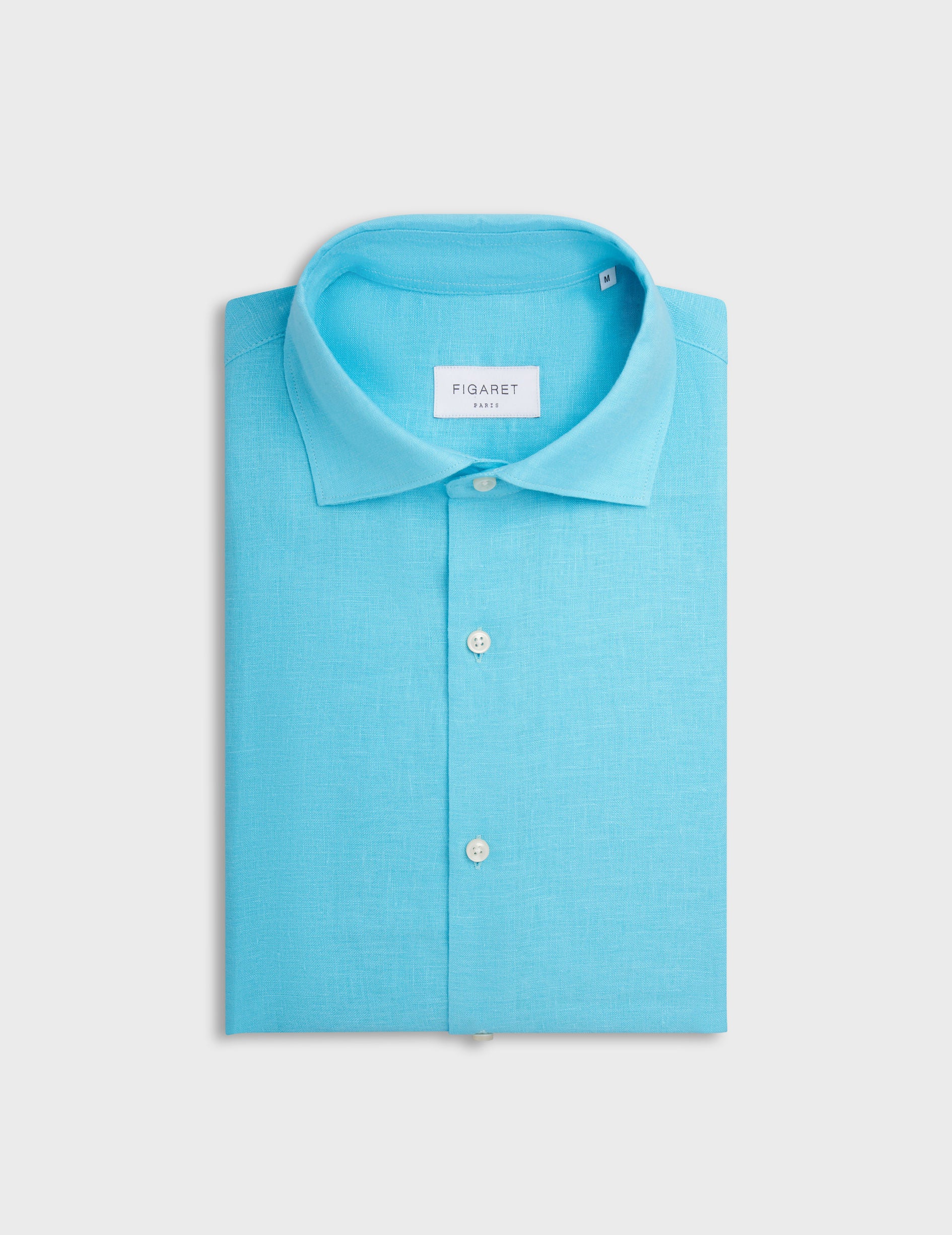 Aristote shirt in turquoise linen - Linen - Italian Collar