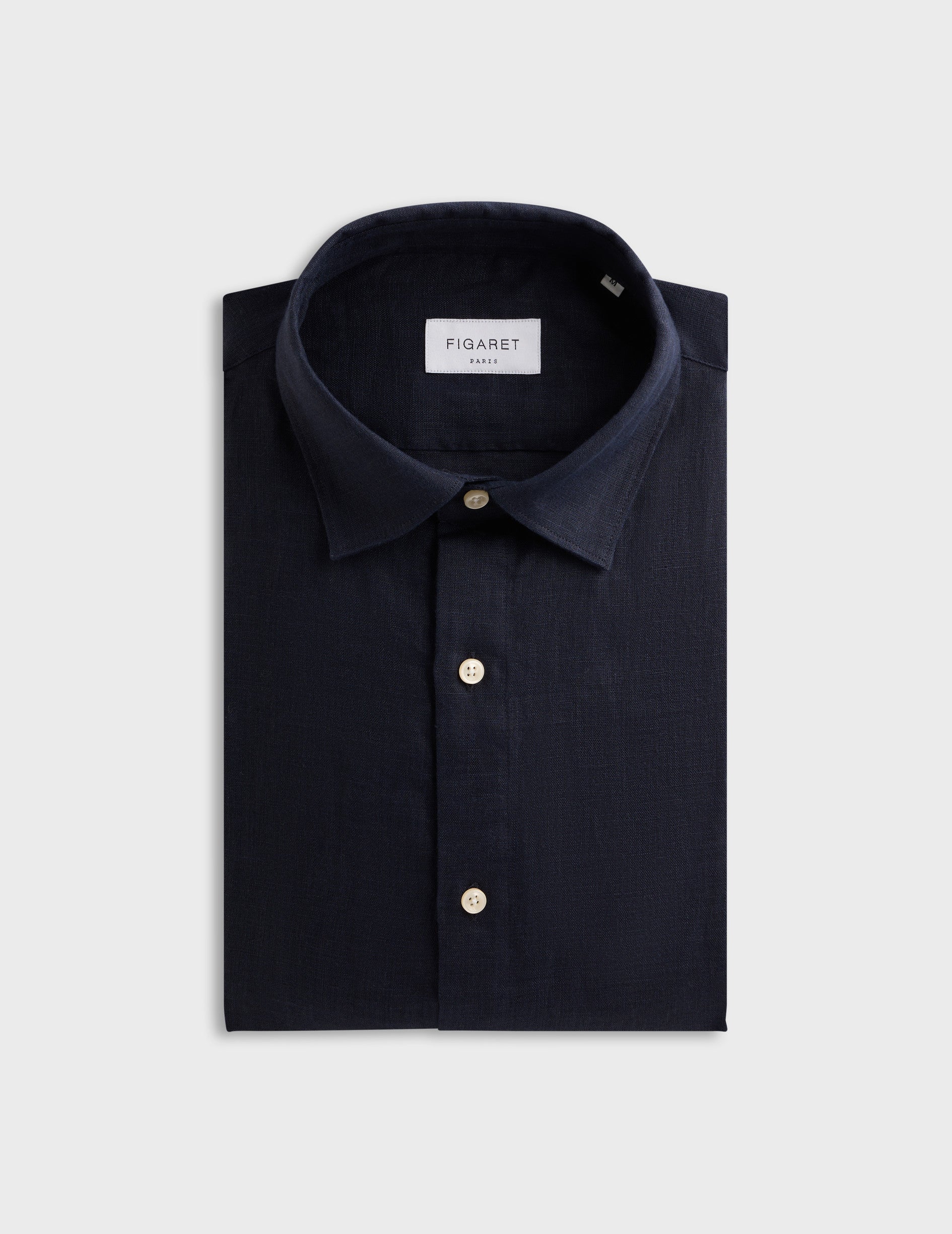 Auguste shirt in navy linen - Linen - French Collar