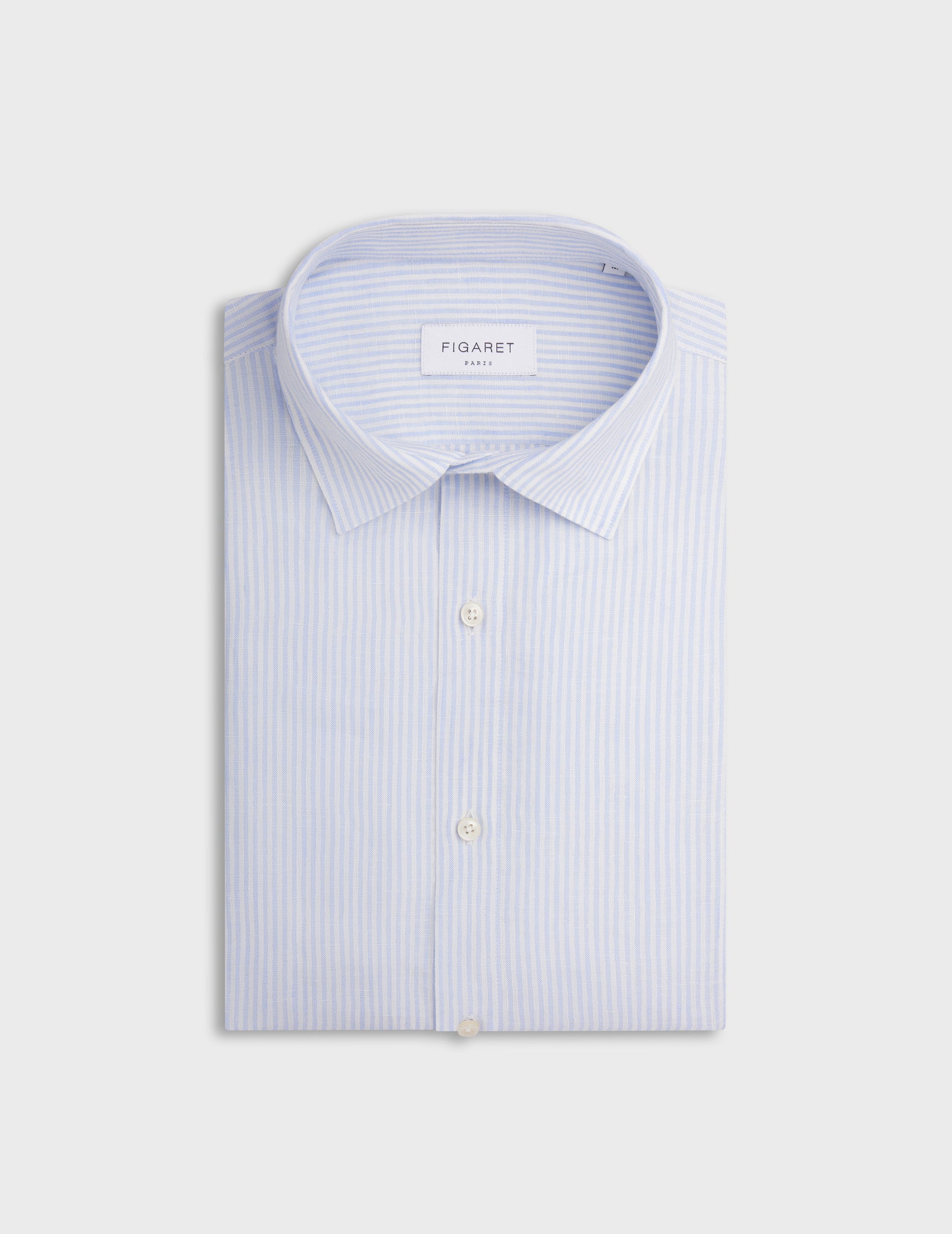 Light blue striped linen Auguste shirt - Linen - French Collar