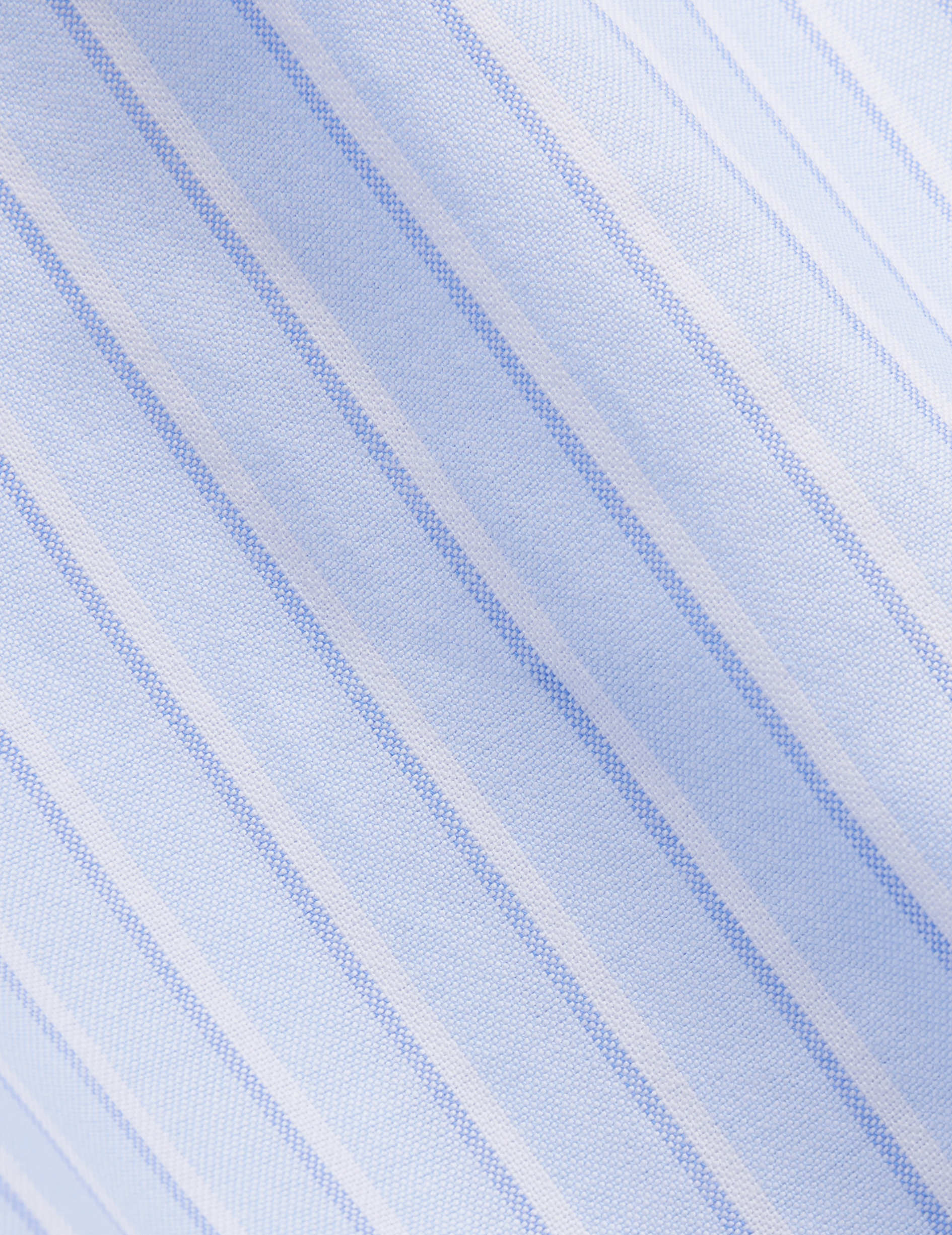 Chemise Carl rayée bleu clair - Oxford - Col Droit ouvert