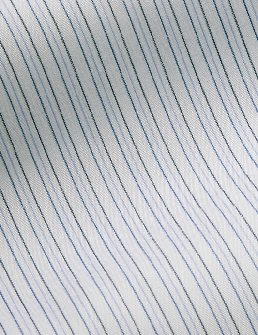  fitted blue striped  wrinkle-free shirt