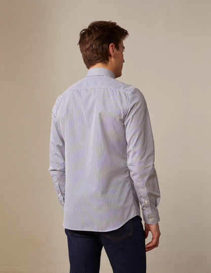  fitted navy Striped wrinkle-free shirt