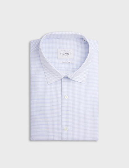 Semi-fitted wrinkle-free shirt with blue checks 