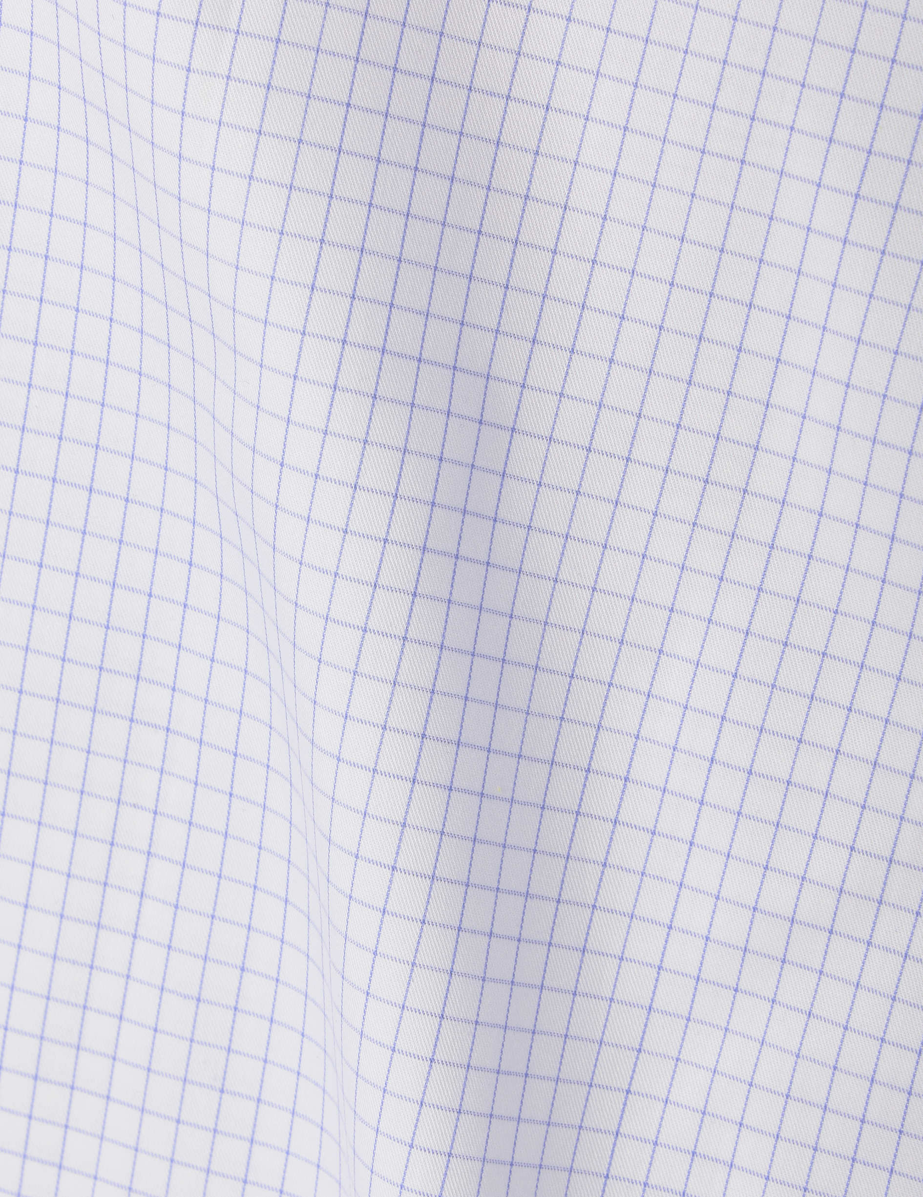 Semi-fitted wrinkle-free shirt with blue checks  - Twill - Figaret Collar