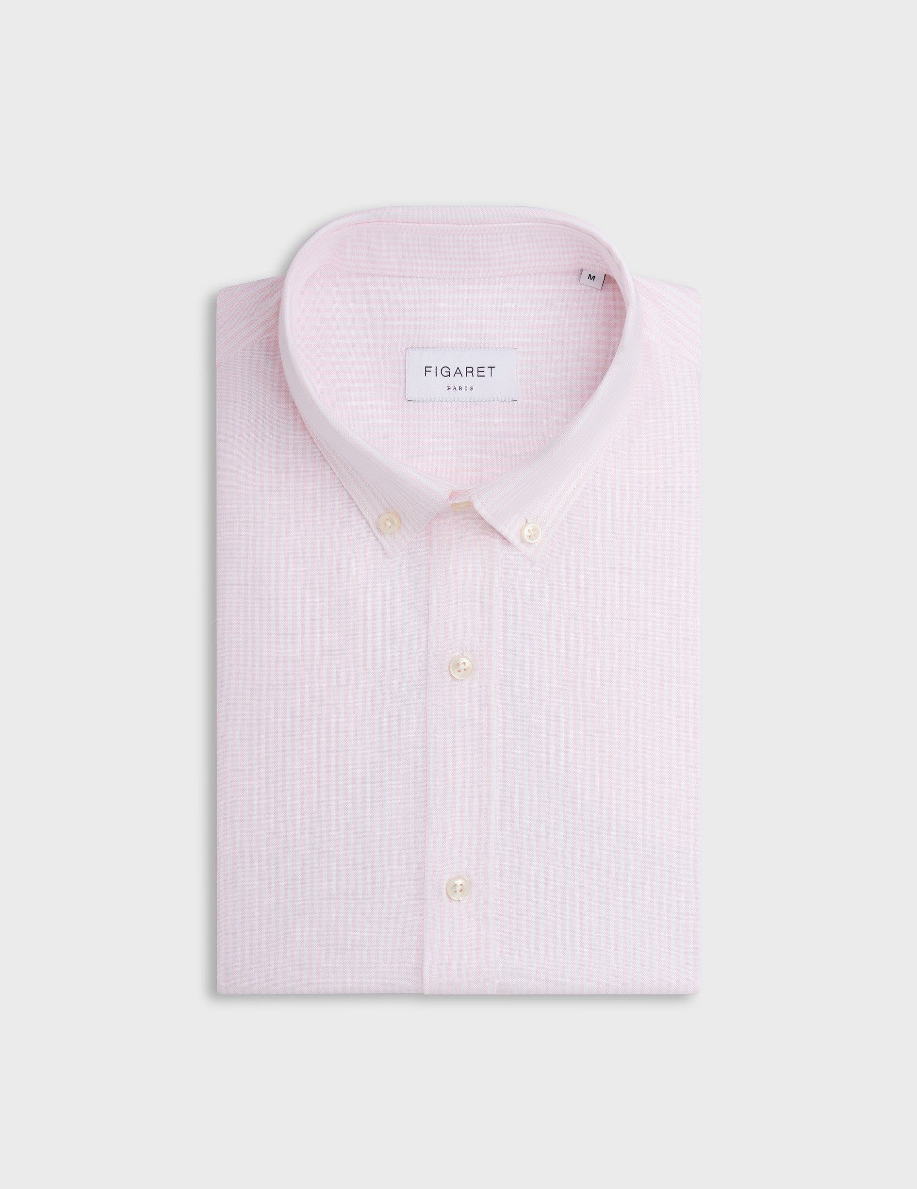 Striped light pink Gaspard shirt - Oxford - American Collar