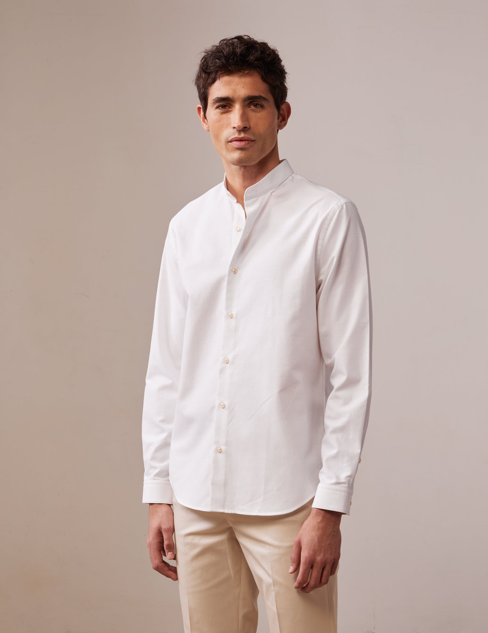 Chemise Herwin blanche - Oxford - Col Officier
