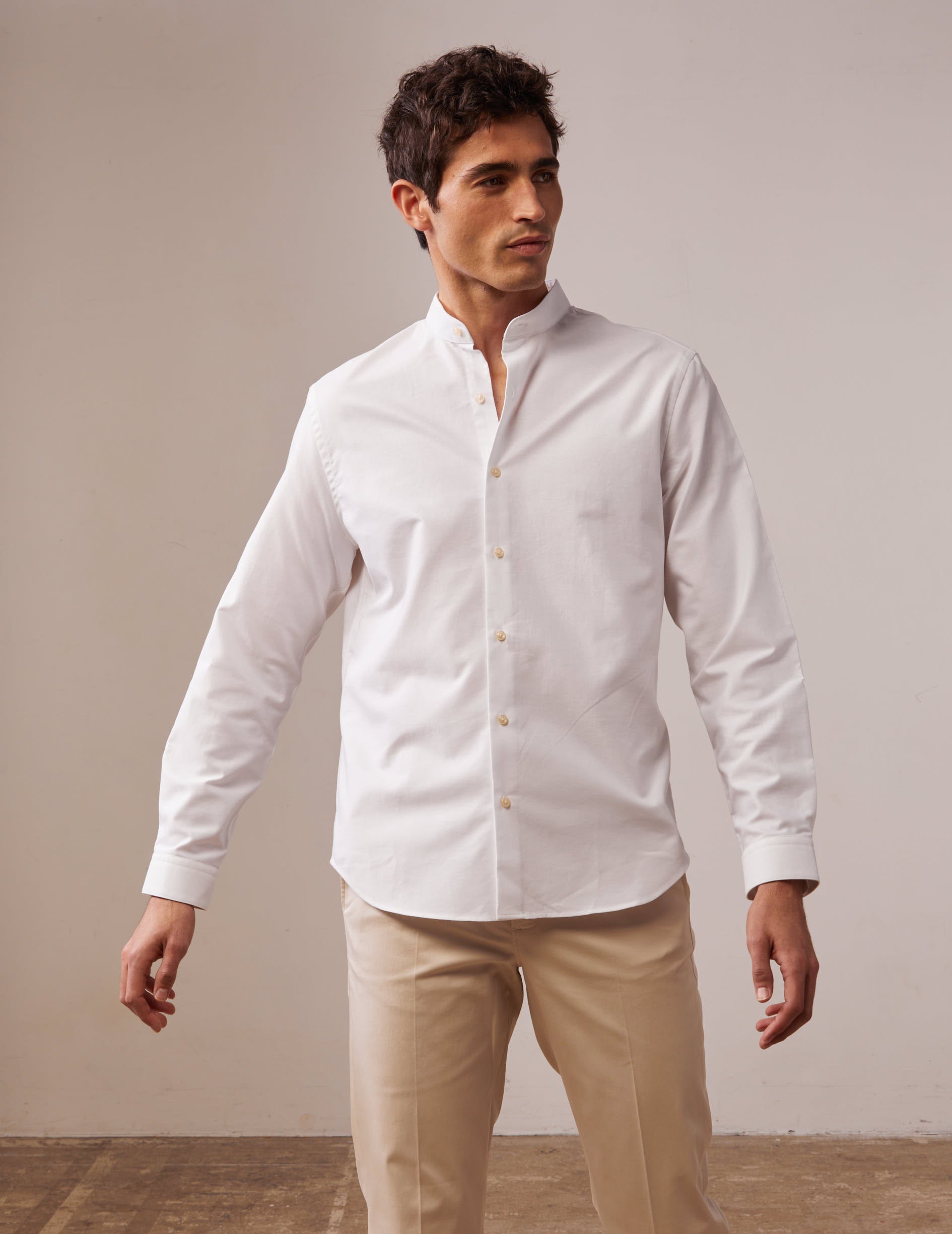 White Herwin shirt Oxford Officer Collar