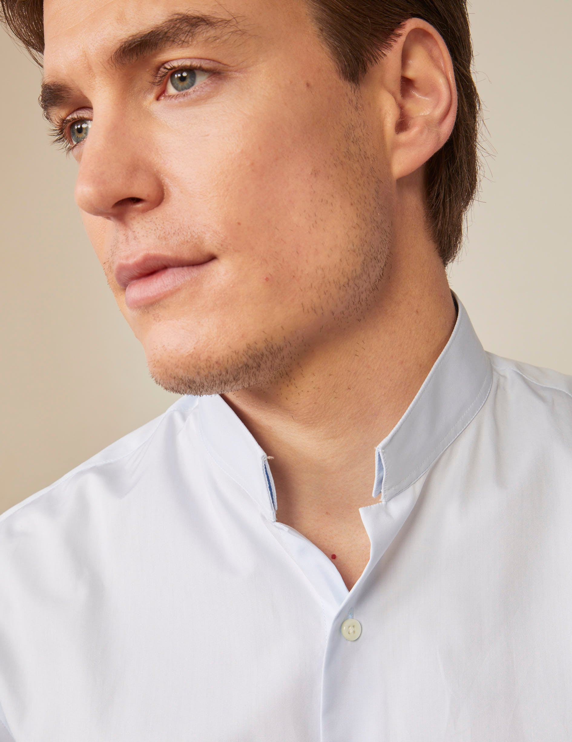 Chemise semi-ajustée bleue - Popeline - Col Inversé