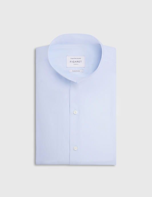 Blue semi-fitted shirt - Poplin - Reverse Collar