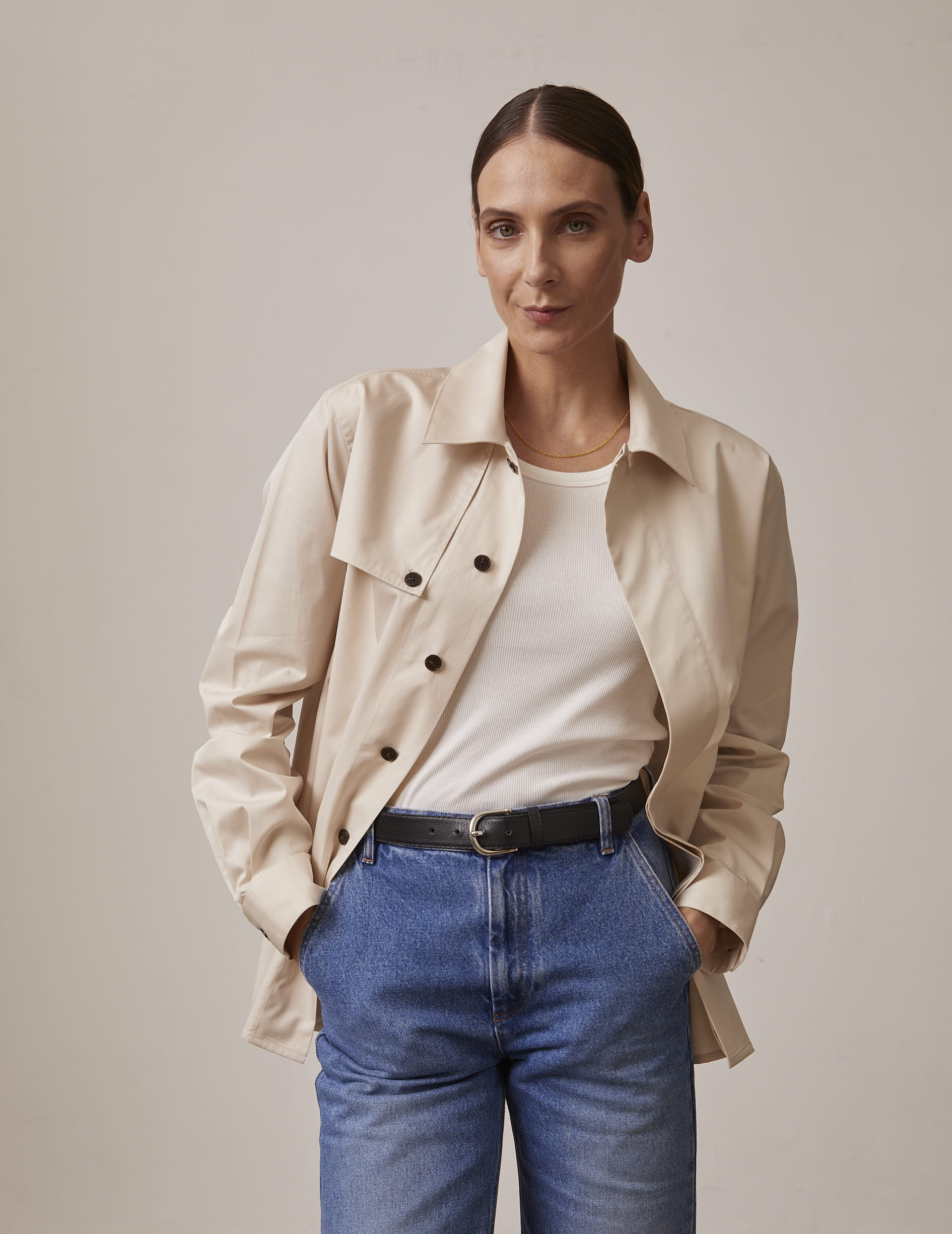 Chemise Saint-Germain écrue - Twill - Col Chemise