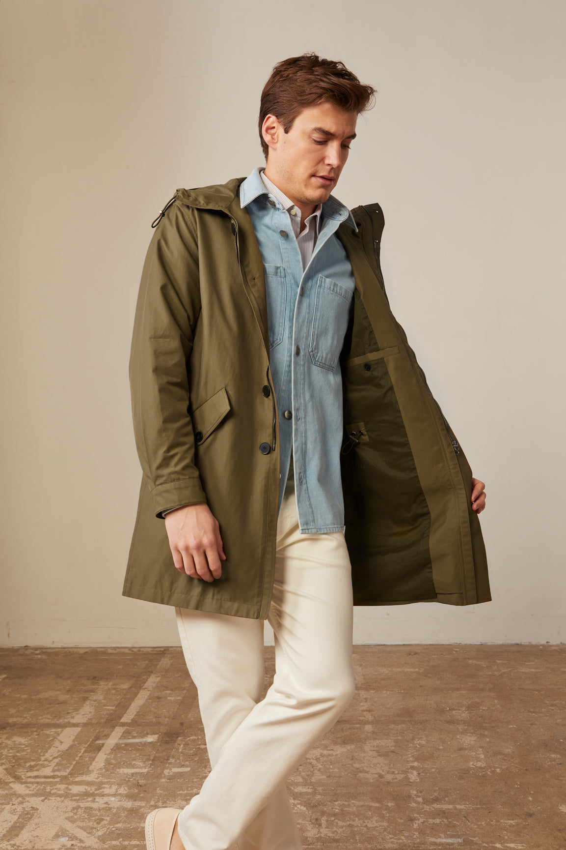 Parka Hector en twill de coton kaki