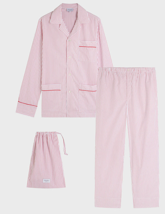 Louis pyjamas in striped red poplin