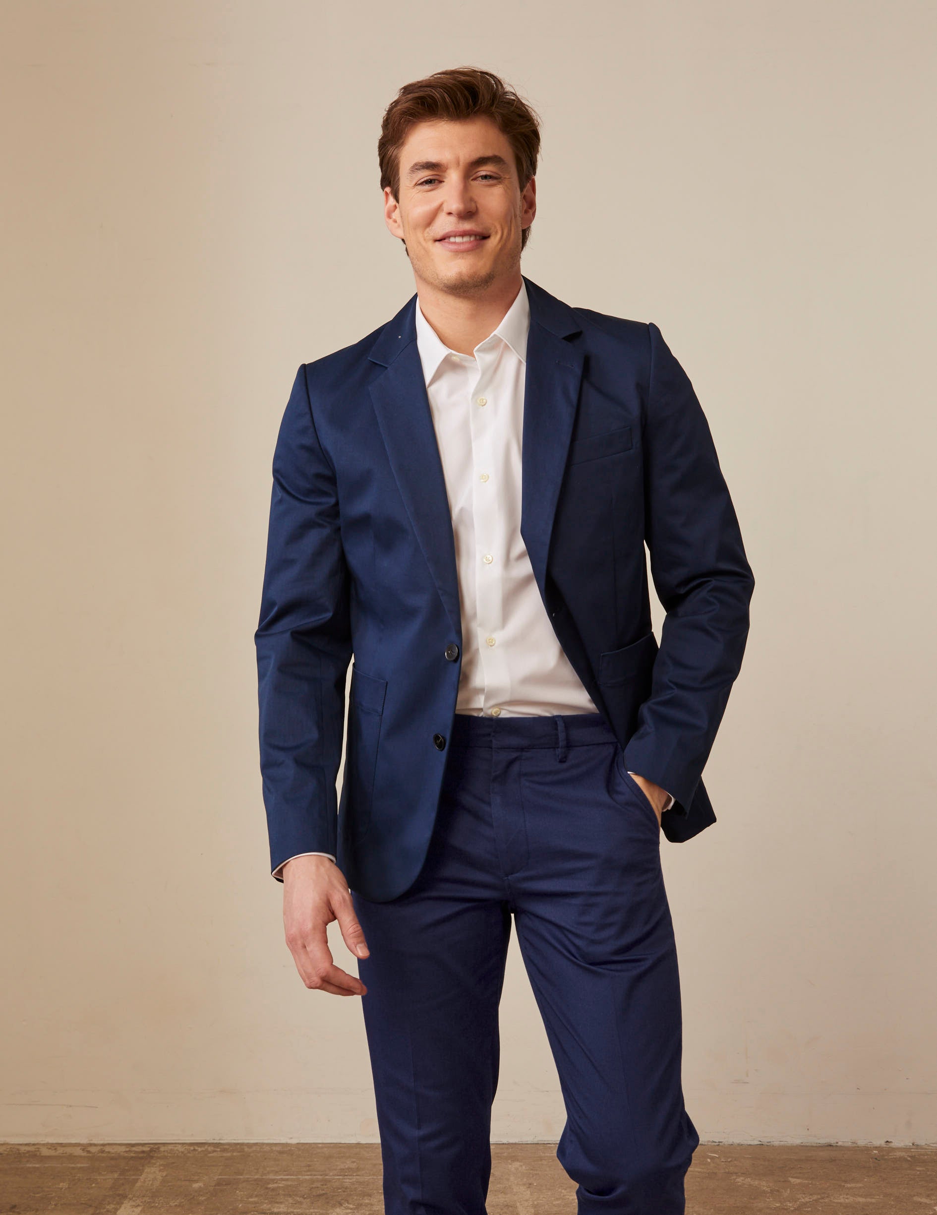 Hilton blazer in navy cotton twill