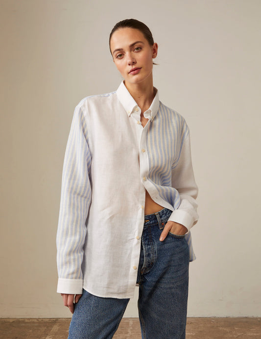 Harry blue and white striped linen fun shirt
