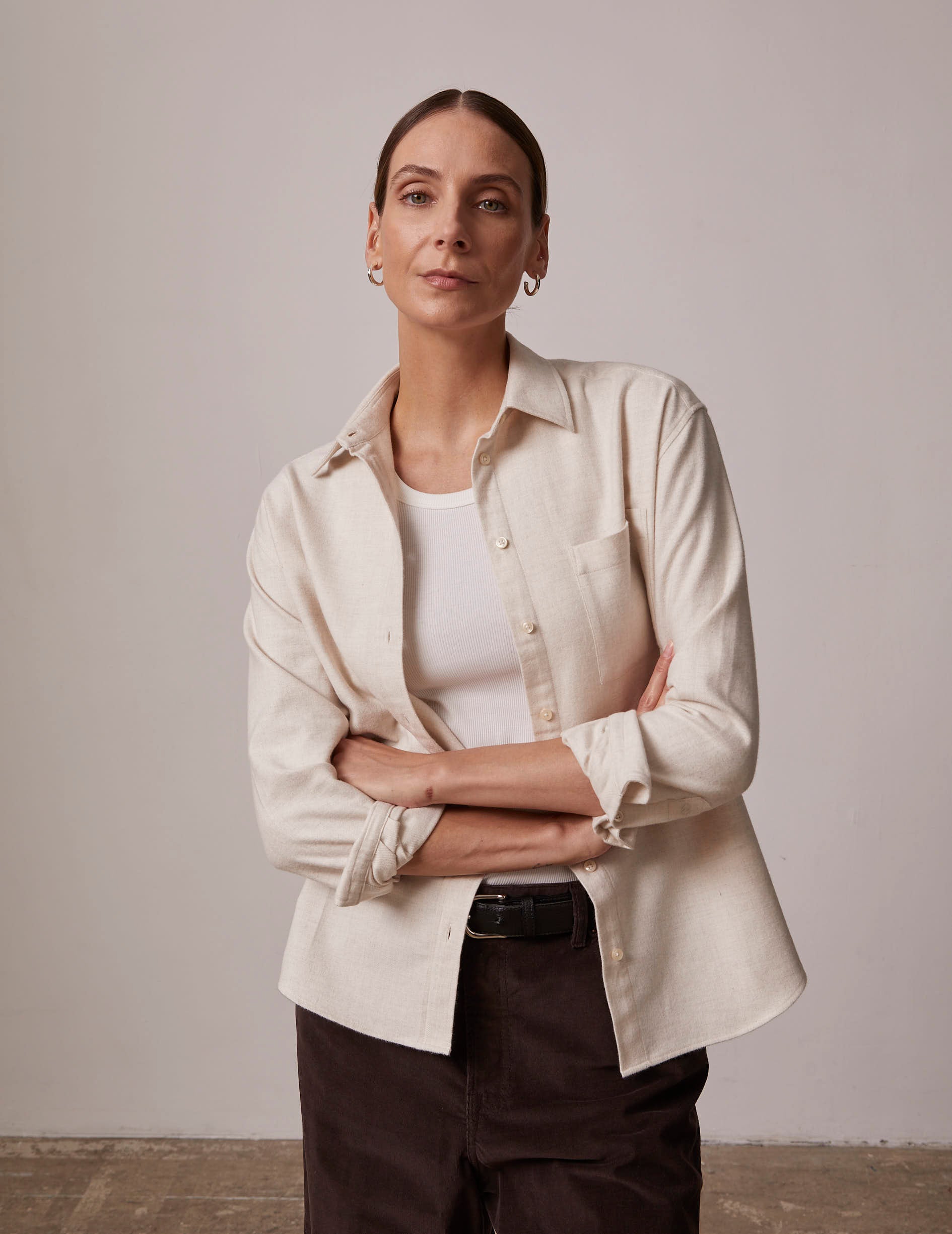 Chemise Charlotte écrue - Flanelle - Col Chemise