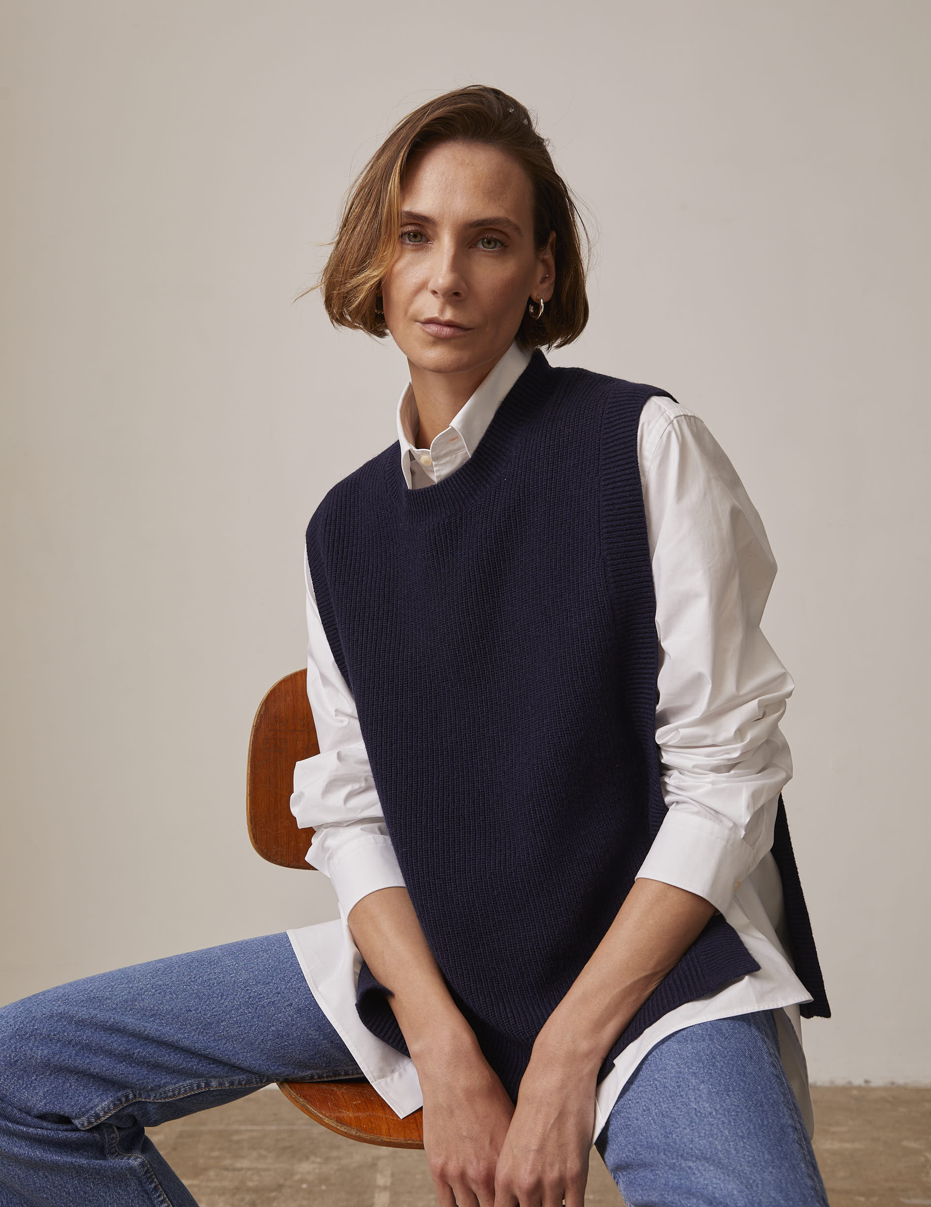 Gilet Sans Manche Gilet Laine Bleu Gilet Sans Manches Bleu Femme