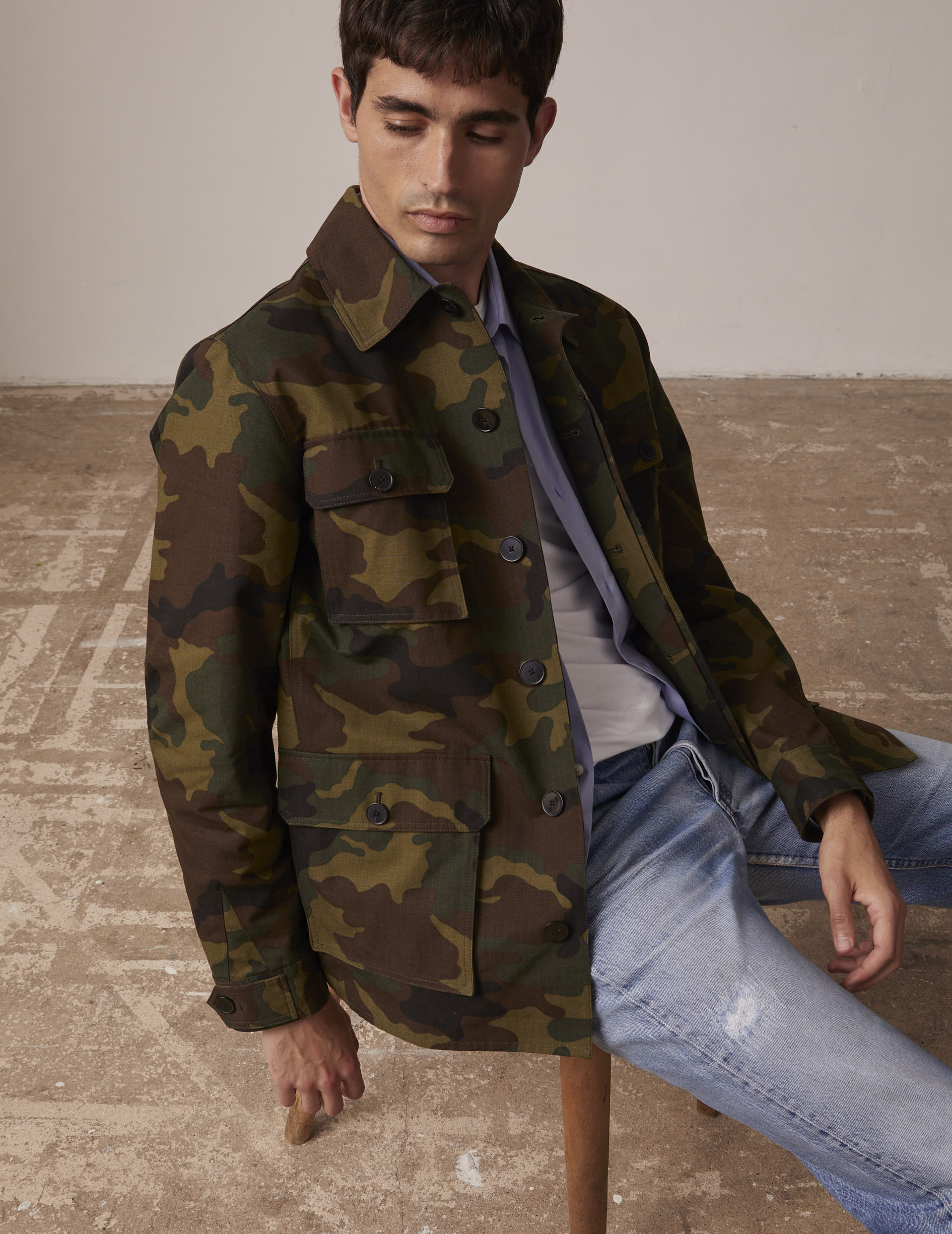 khaki print ripstop Isao jacket