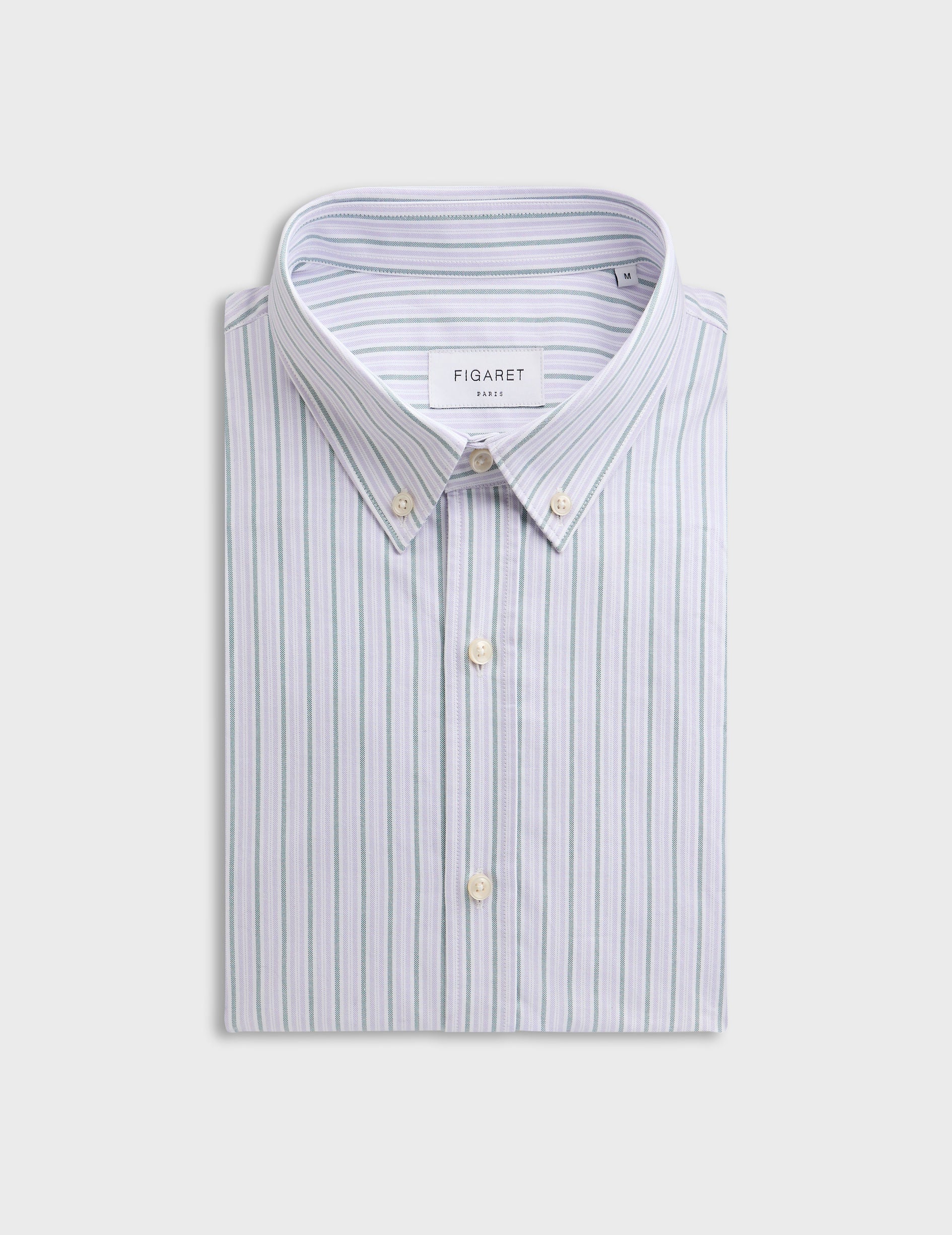 Green and purple striped Gaspard shirt - Oxford - American Collar