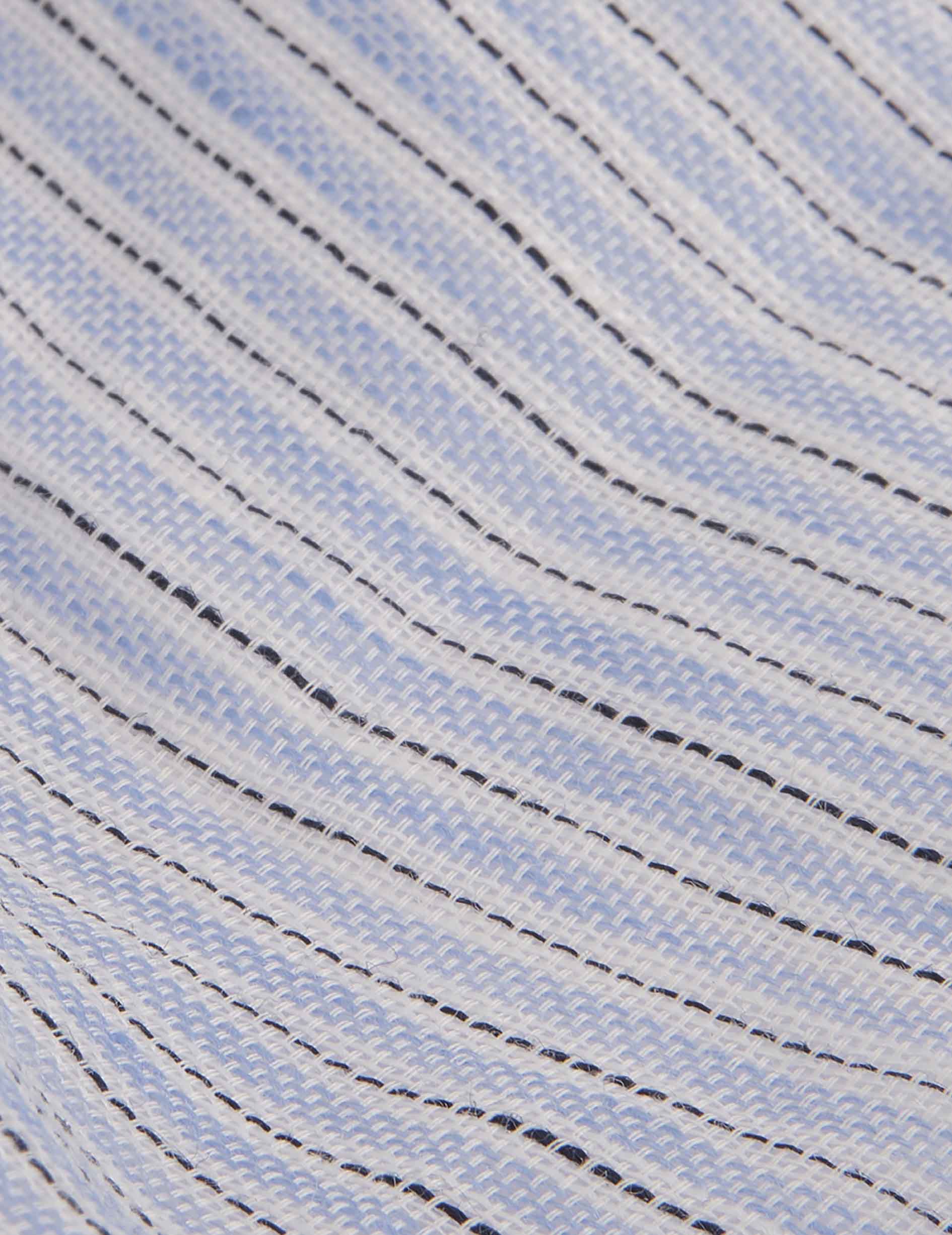 Chèche en lin et coton rayé bleu