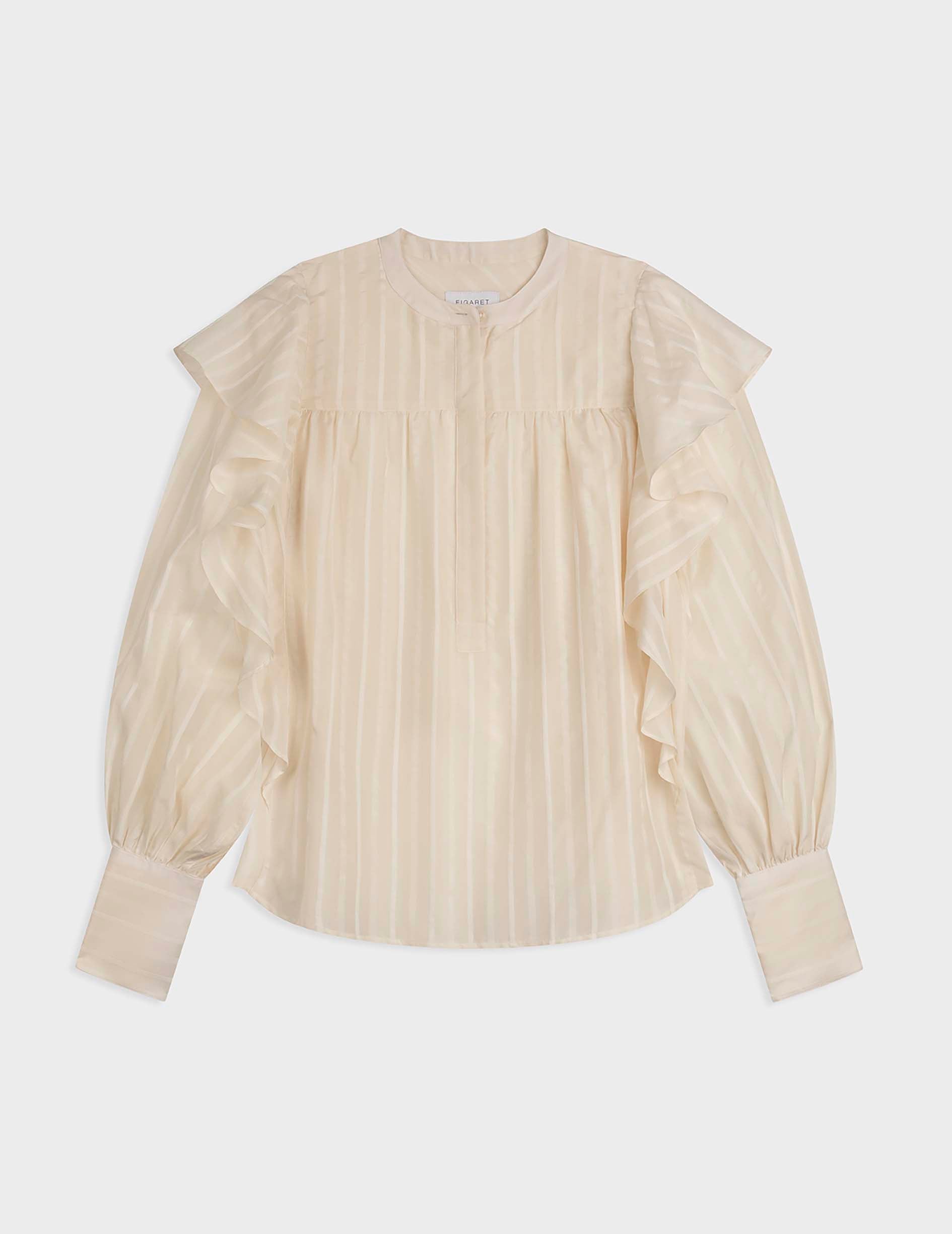 Ecru striped Mira blouse - Canvas - Officer Collar