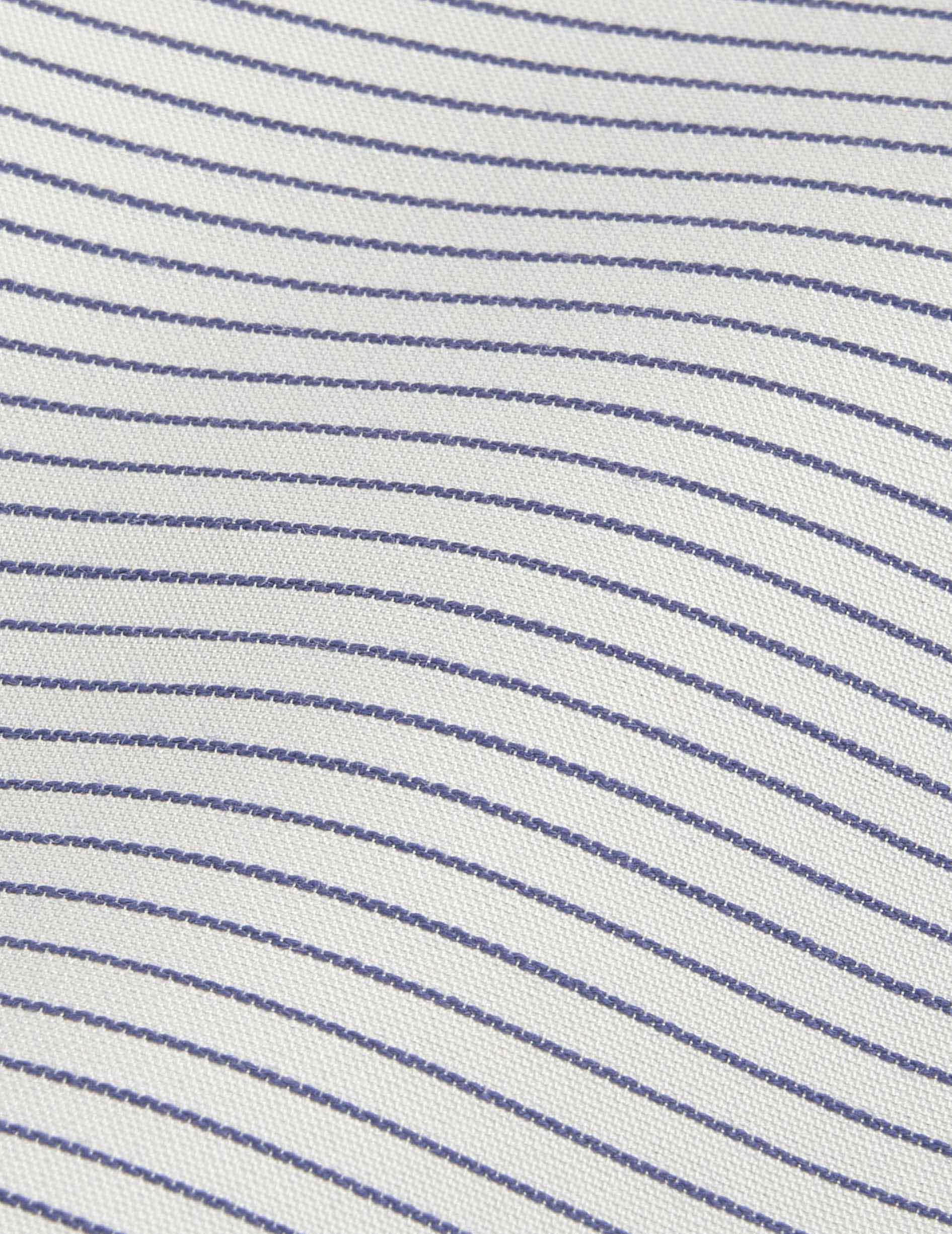 Navy blue striped silk Ambre shirt with hidden buttons placket - Silk - Shirt Collar