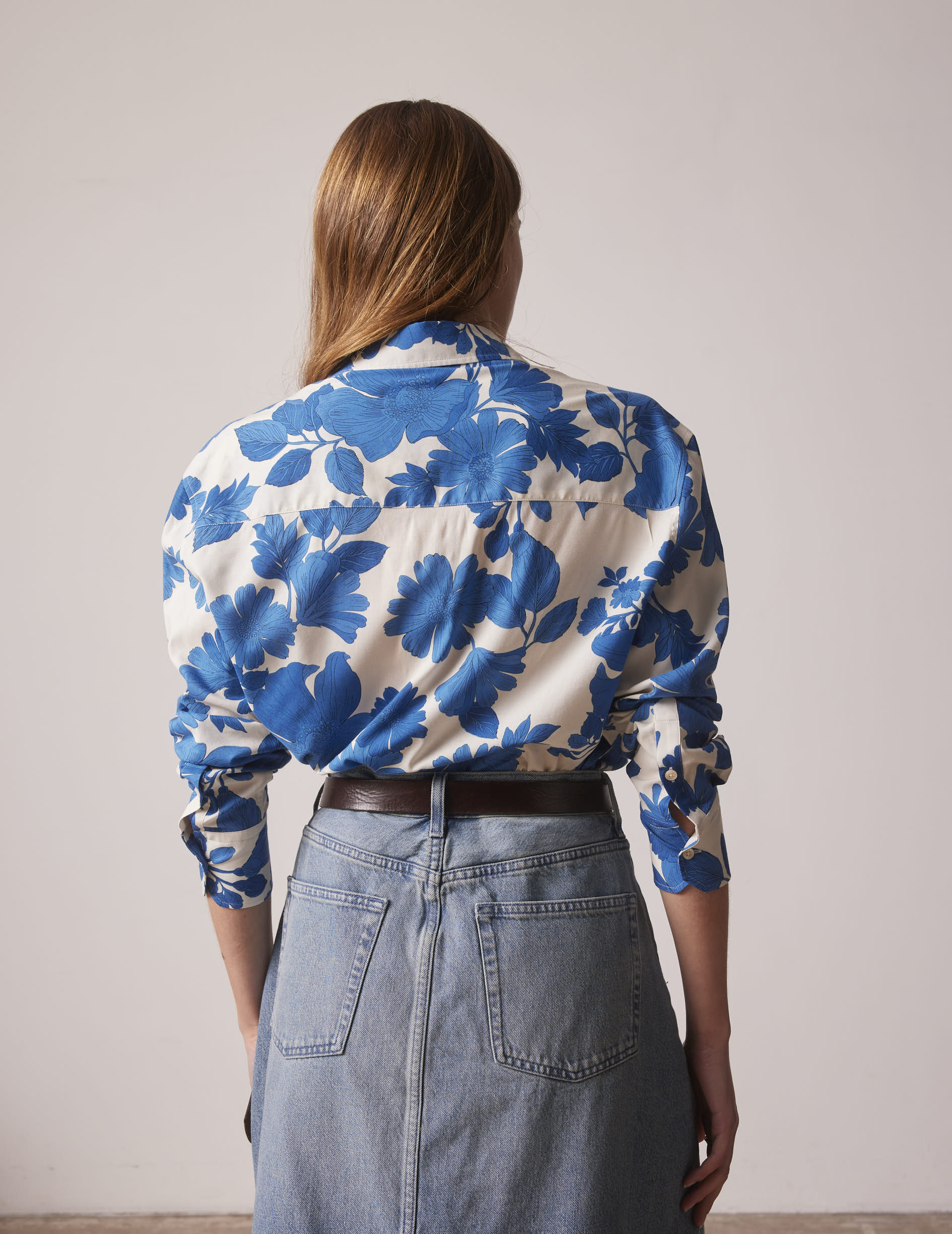 Blue print Ambre shirt - cotton voile - Shirt Collar