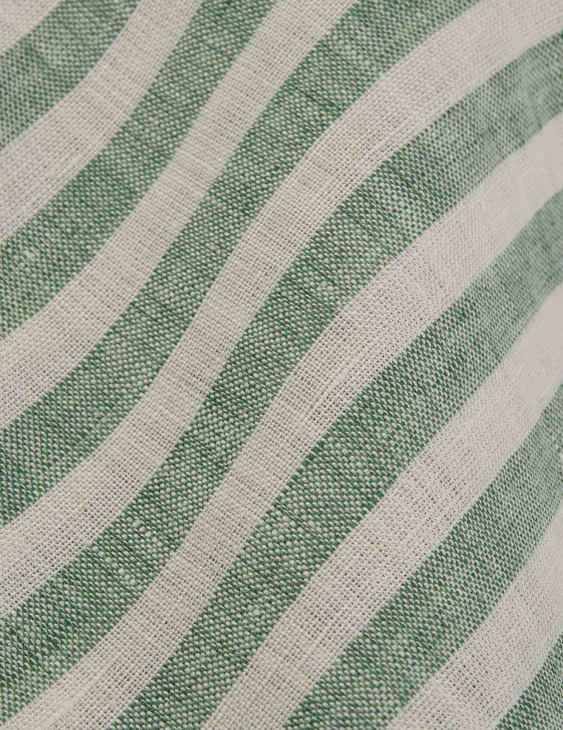 Green striped linen Ambre shirt - Linen - Shirt Collar