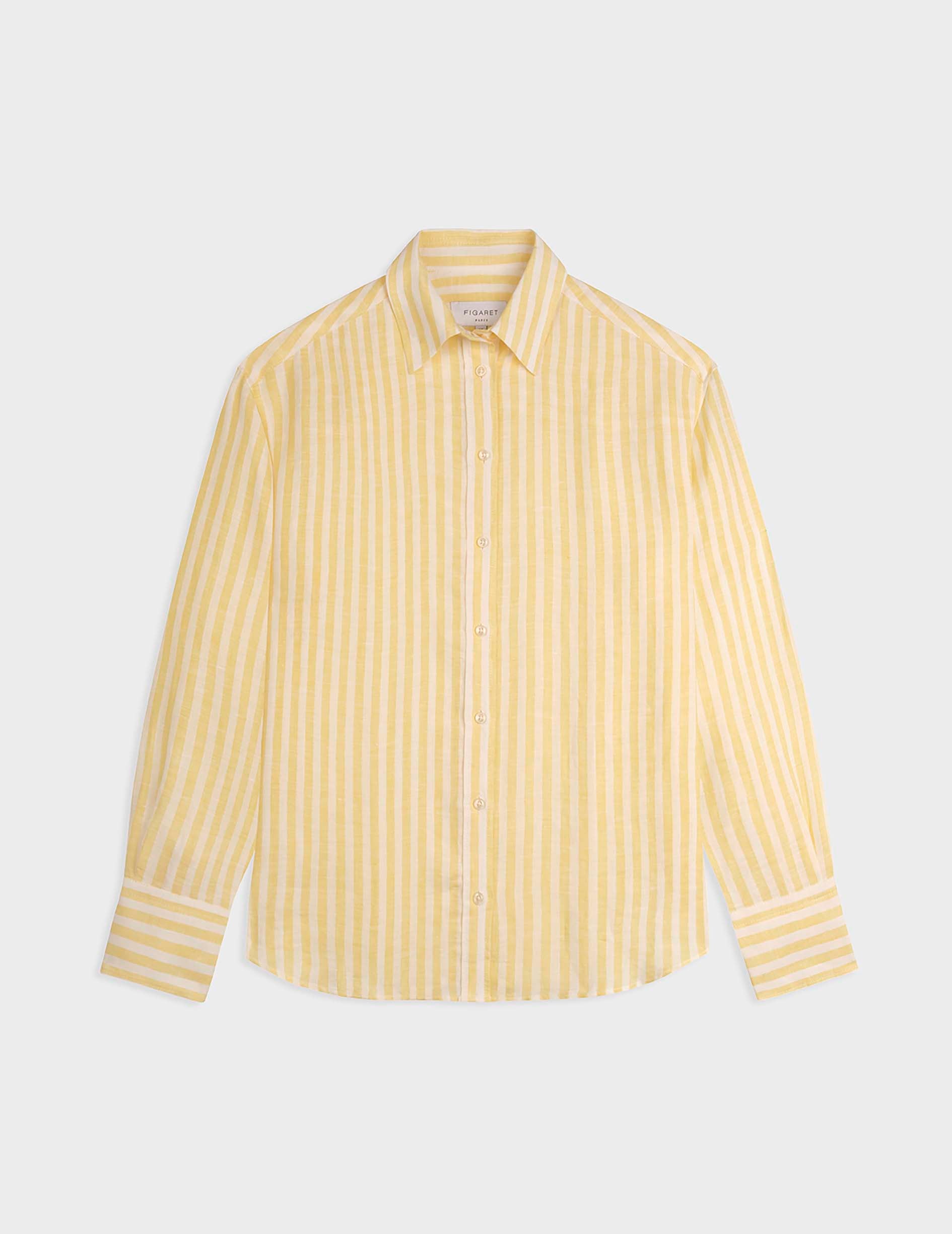 Yellow striped linen Ambre shirt - Linen - Shirt Collar