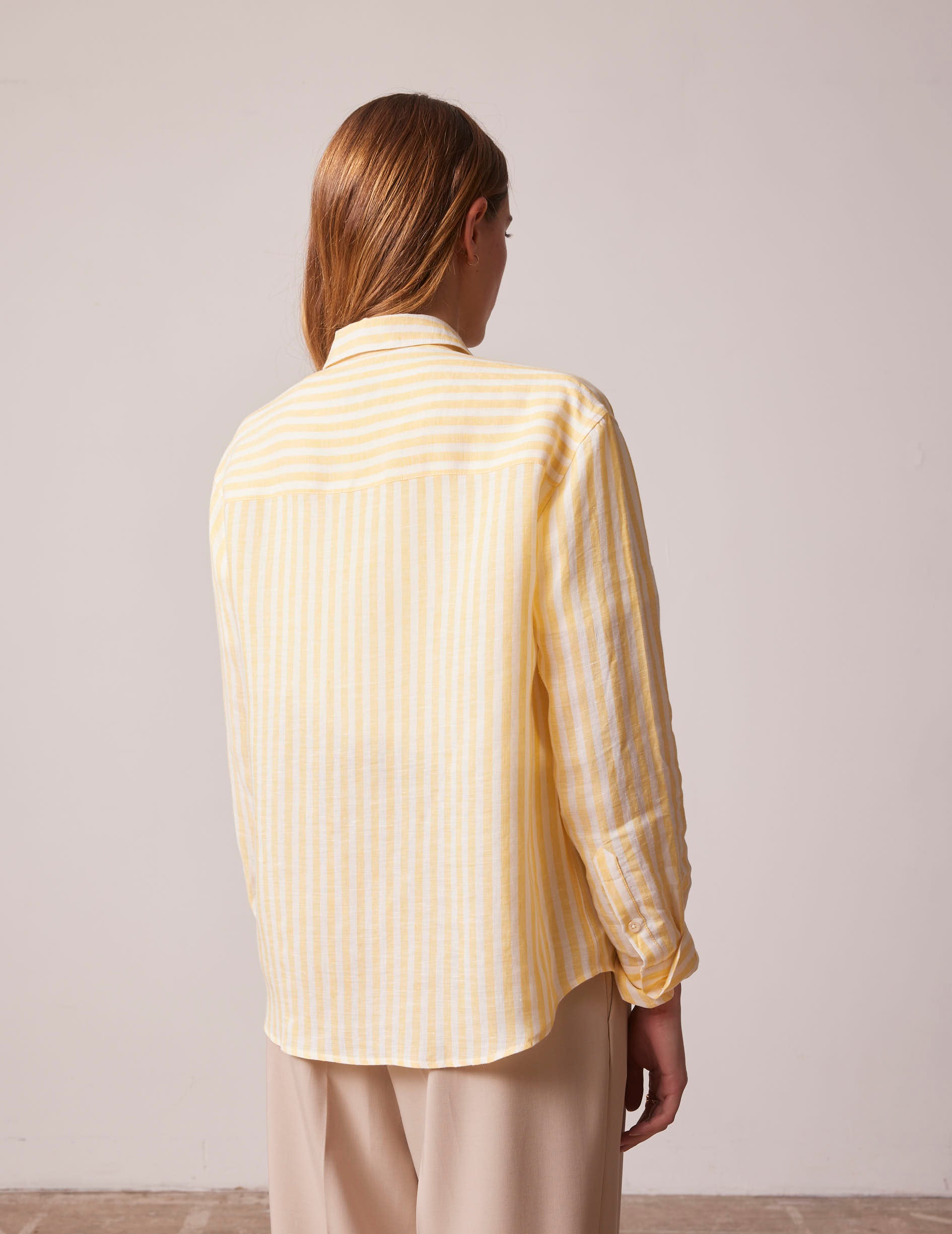 Yellow striped linen Ambre shirt - Linen - Shirt Collar