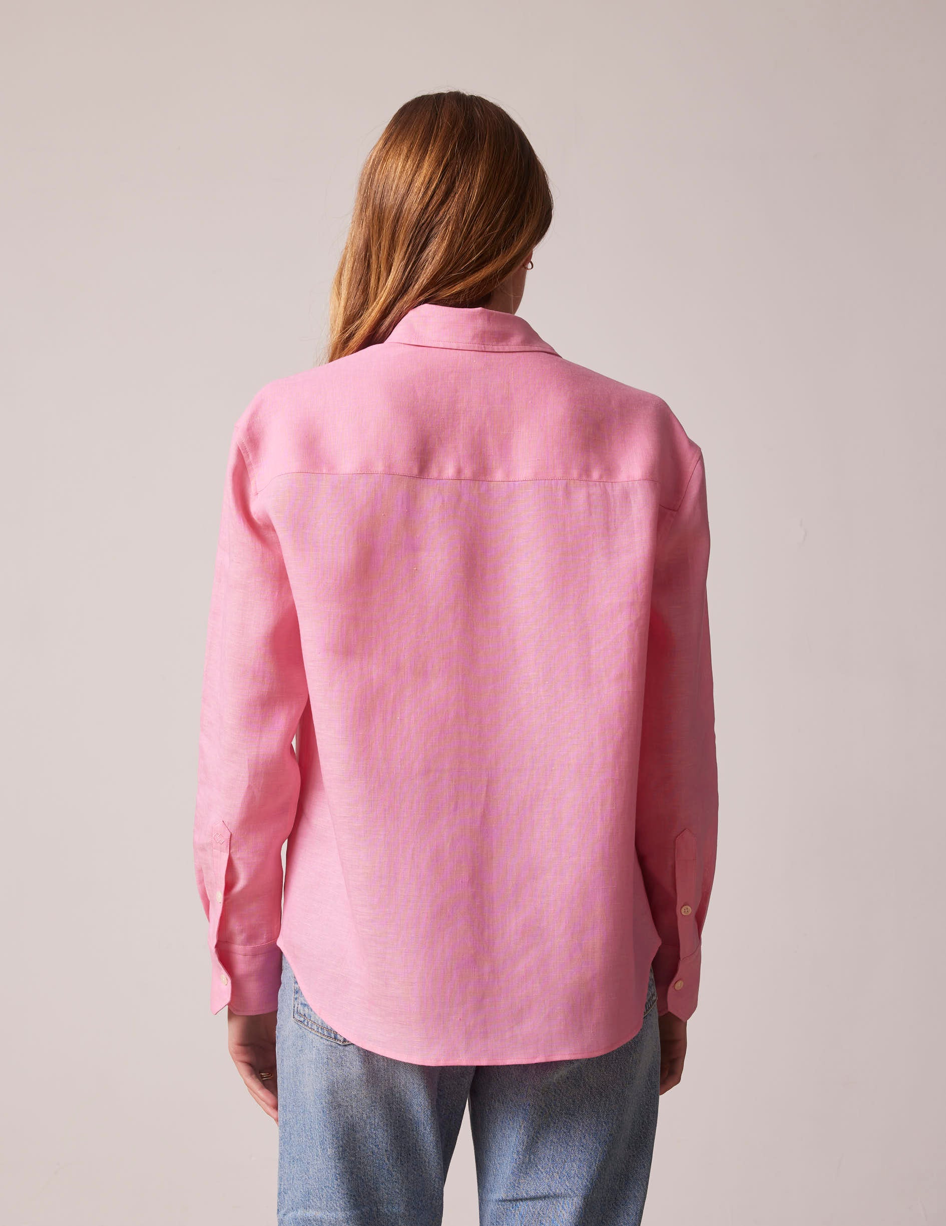 Pink linen Ambre shirt - Linen - Shirt Collar