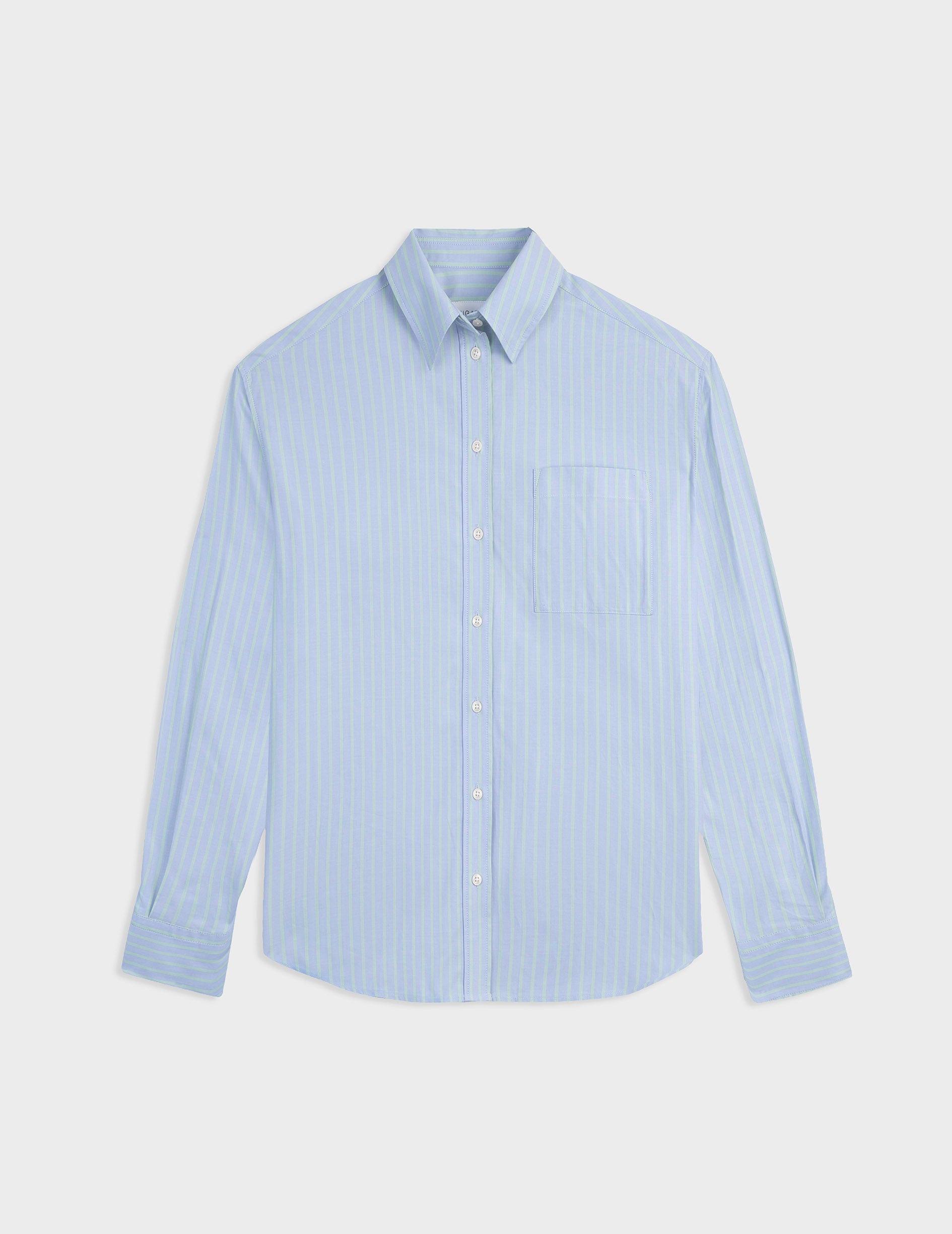 Green striped Charlotte shirt - pin point - Shirt Collar