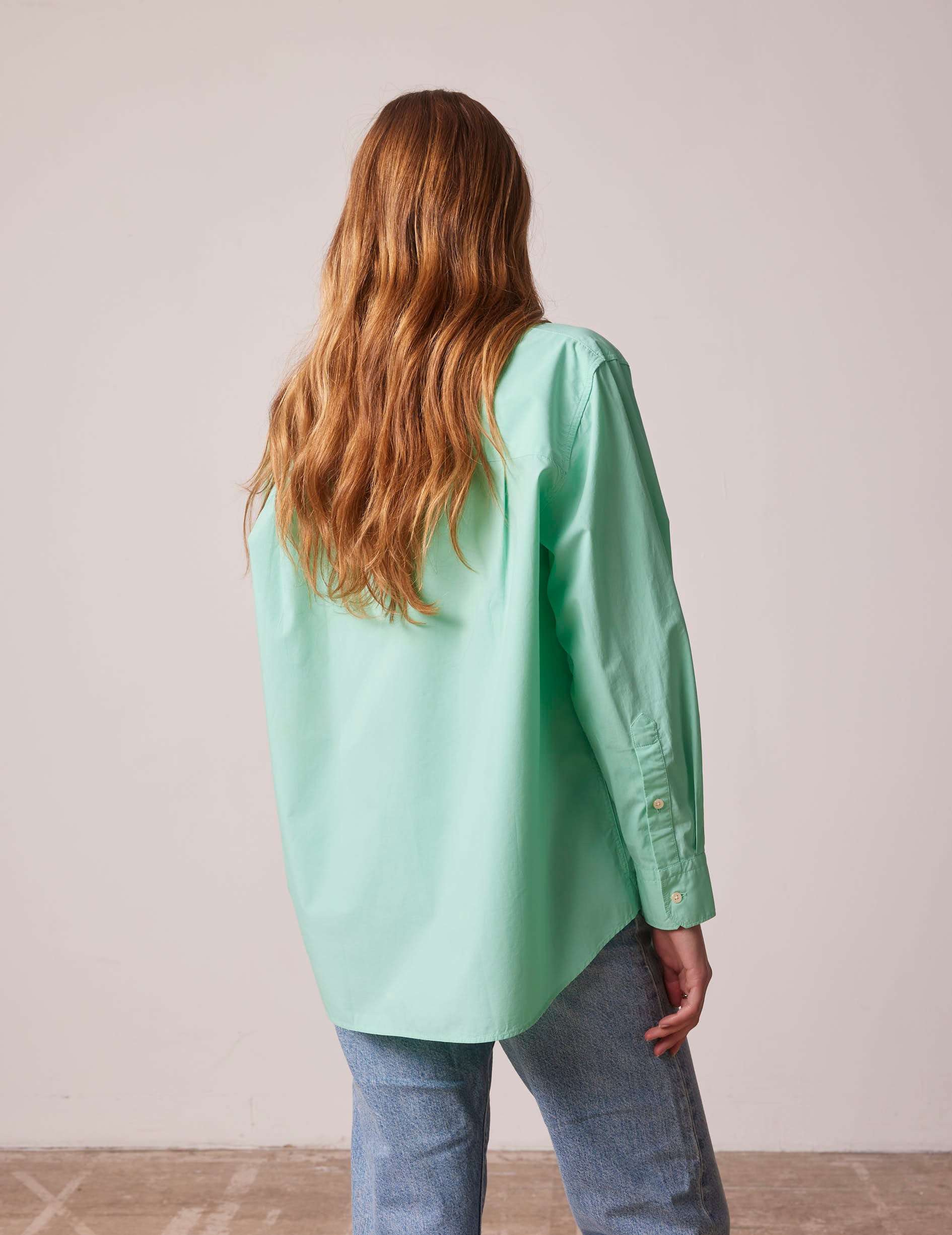 Chemise oversize Delina verte - Popeline - Col Chemise