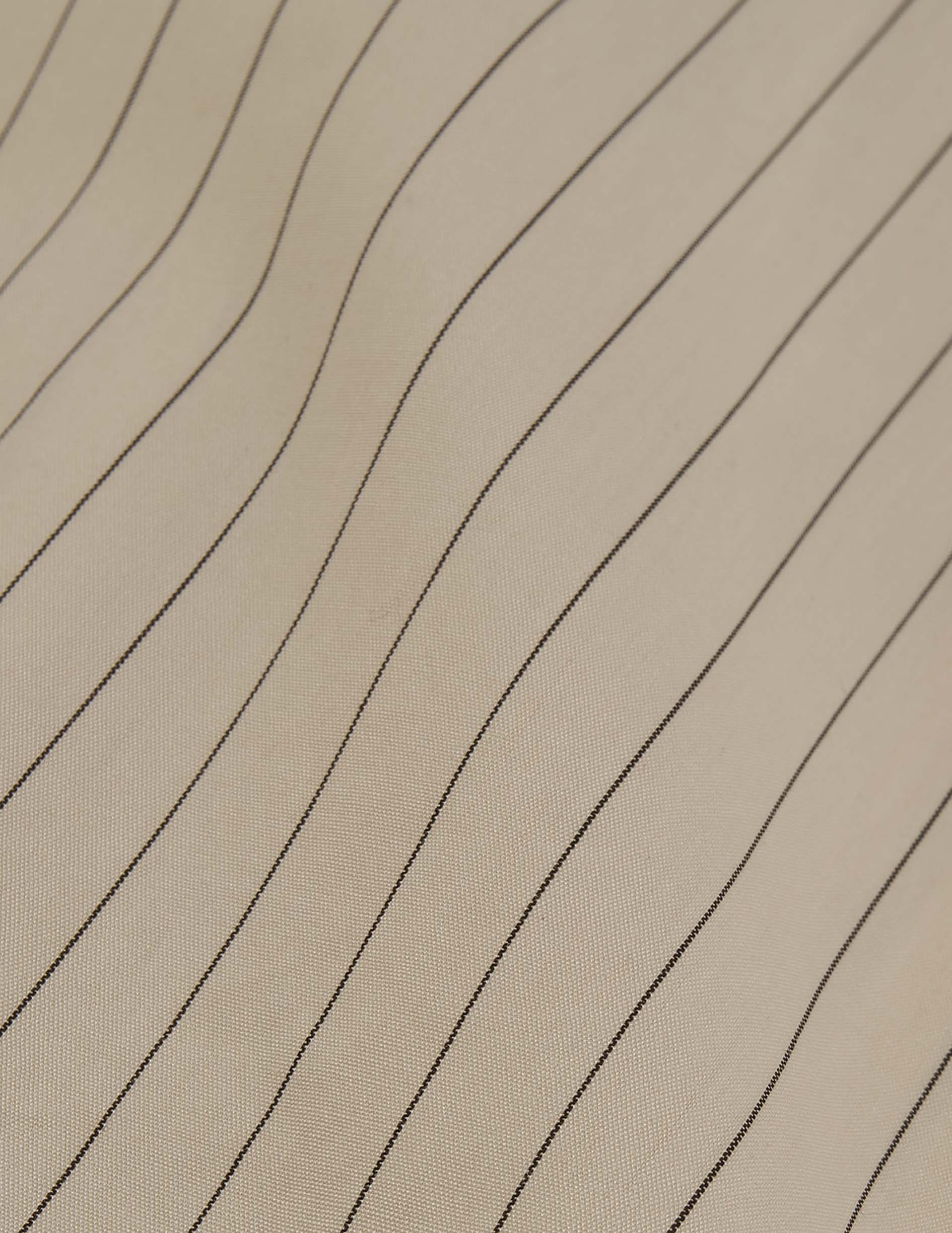 Ecru Hidden buttons placket striped Innaée shirt - Poplin - High stand-up with pointed placket Collar