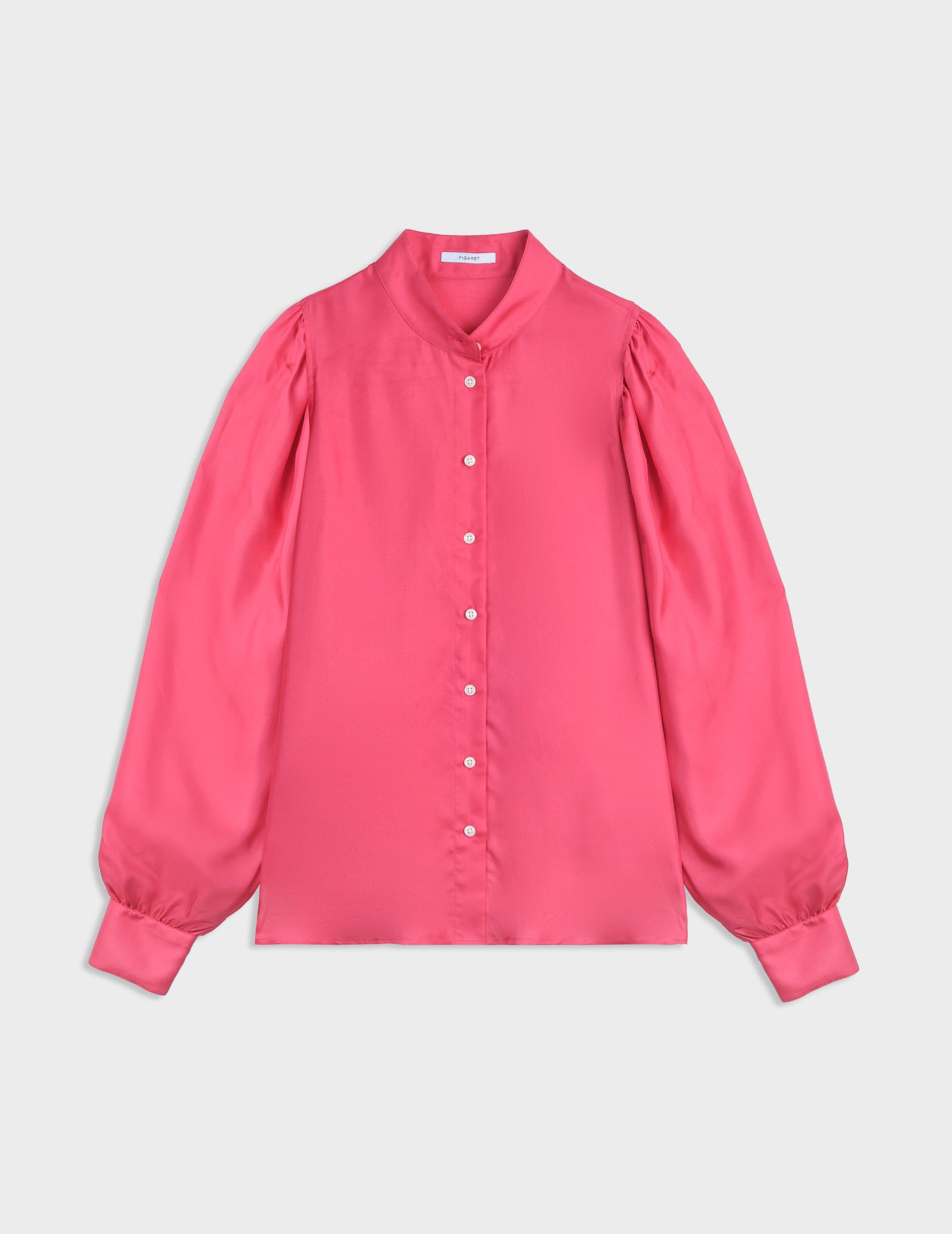 Fuchsia Lanaée shirt - Silk - Officer Collar