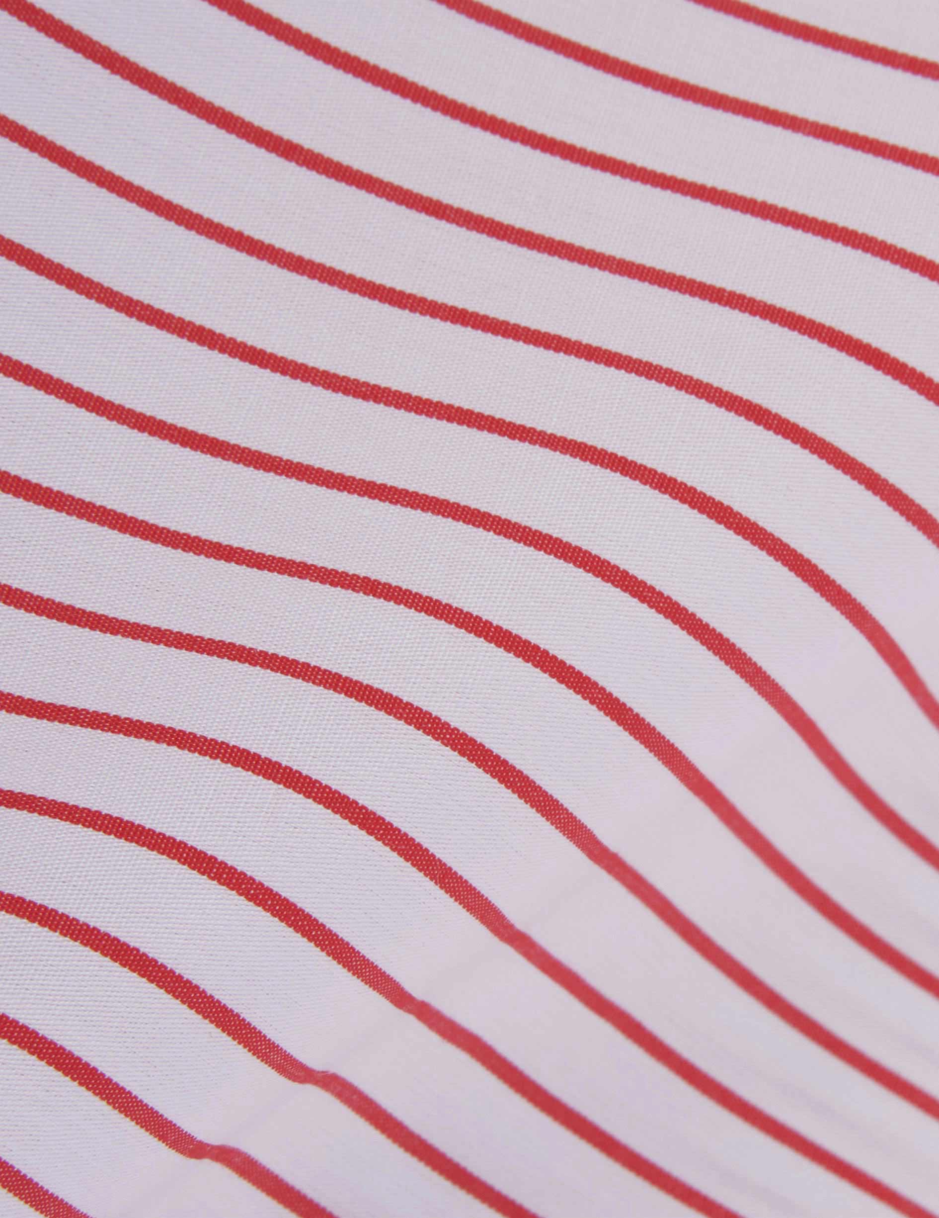 Chemise Linda rayée rouge - Popeline - Col Italien